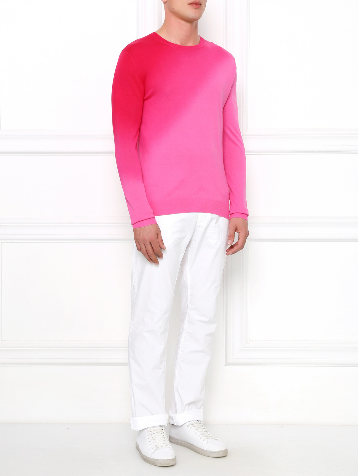 Джемпер из шелка расцветки "градиент" Versace Collection  –  Модель Общий вид  – Цвет:  Розовый