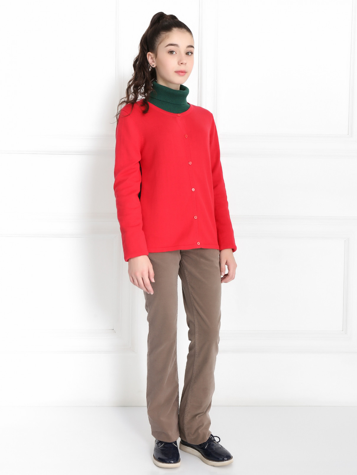 Брюки из хлопка Simonetta  –  МодельОбщийВид  – Цвет:  Коричневый