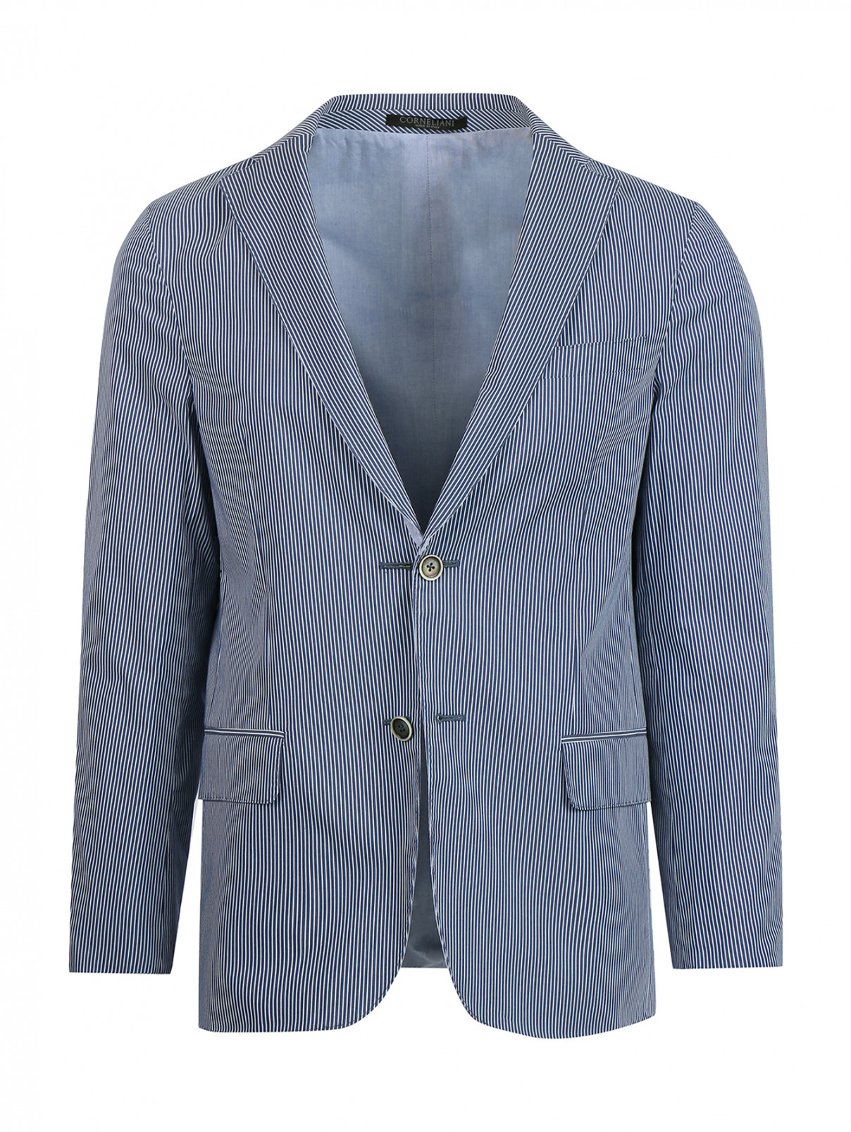 Пиджак из хлопка с узором "полоска" Corneliani ID  –  Общий вид  – Цвет:  Узор