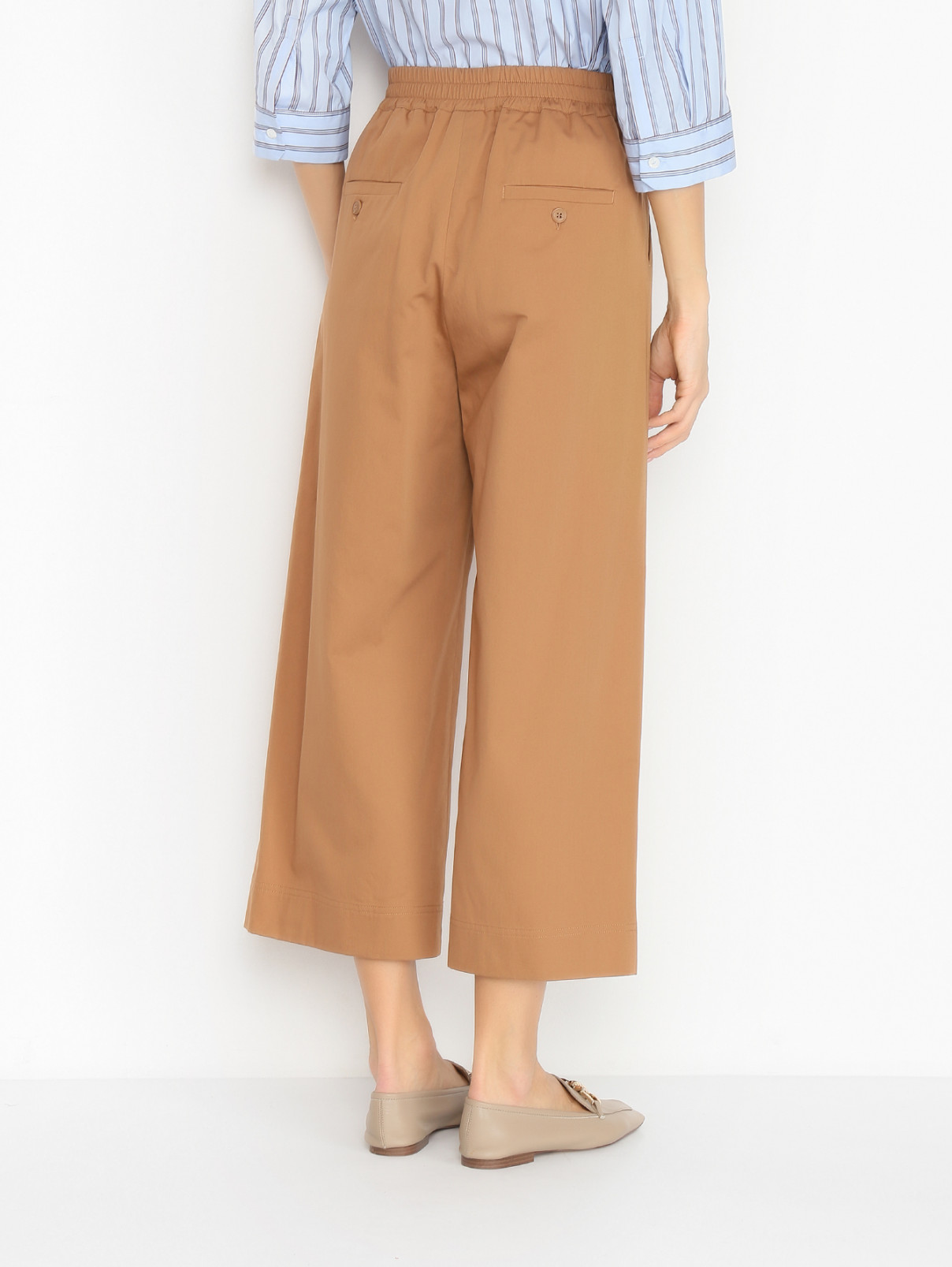 Брюки из хлопка широкого кроя Weekend Max Mara  –  МодельВерхНиз1  – Цвет:  Бежевый