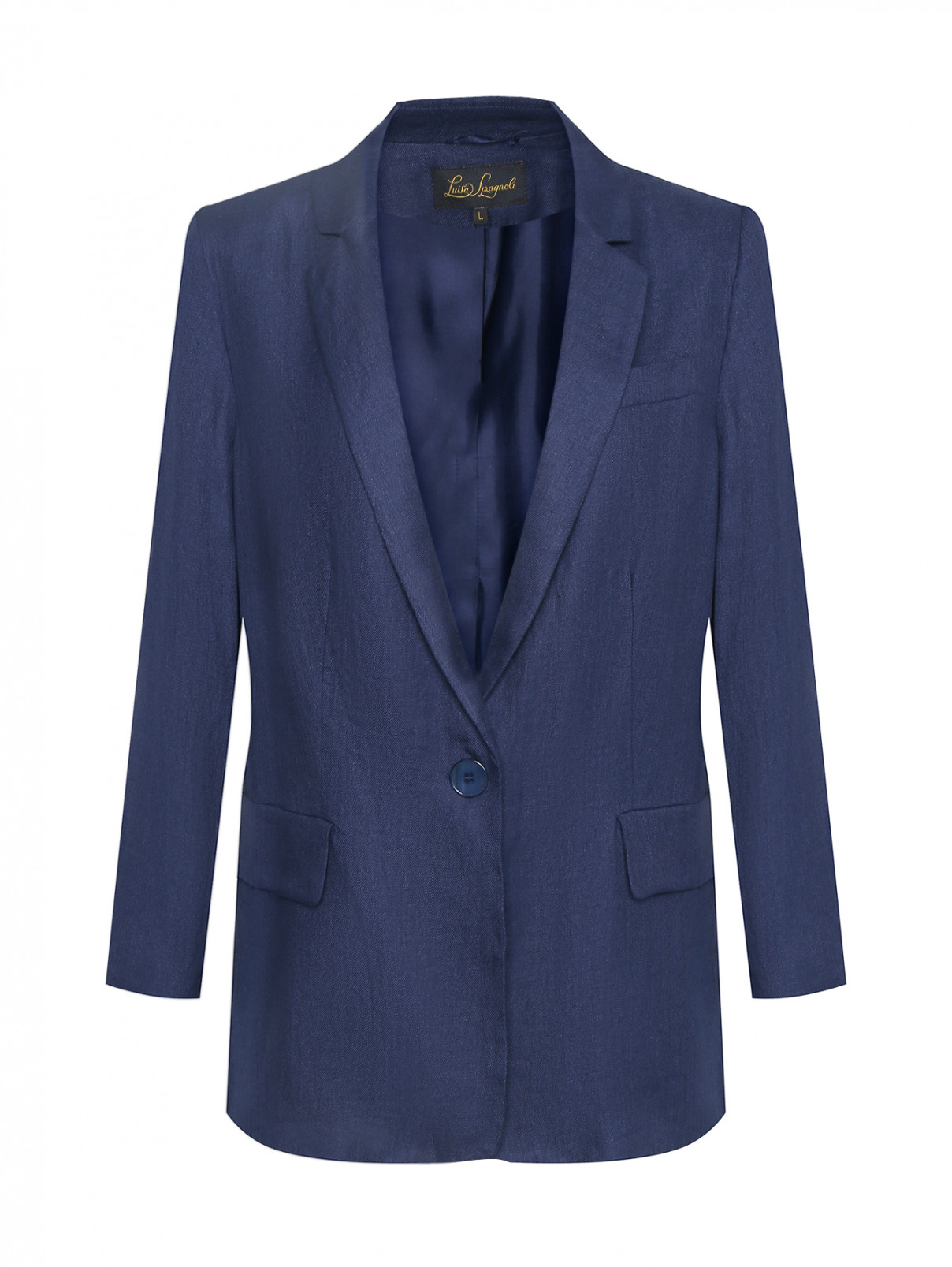 Пиджак свободного кроя из льна Luisa Spagnoli  –  Общий вид  – Цвет:  Синий