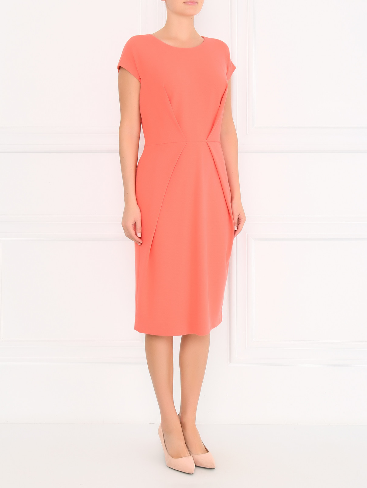 Платье-футляр с драпировкой Armani Collezioni  –  Модель Общий вид  – Цвет:  Красный