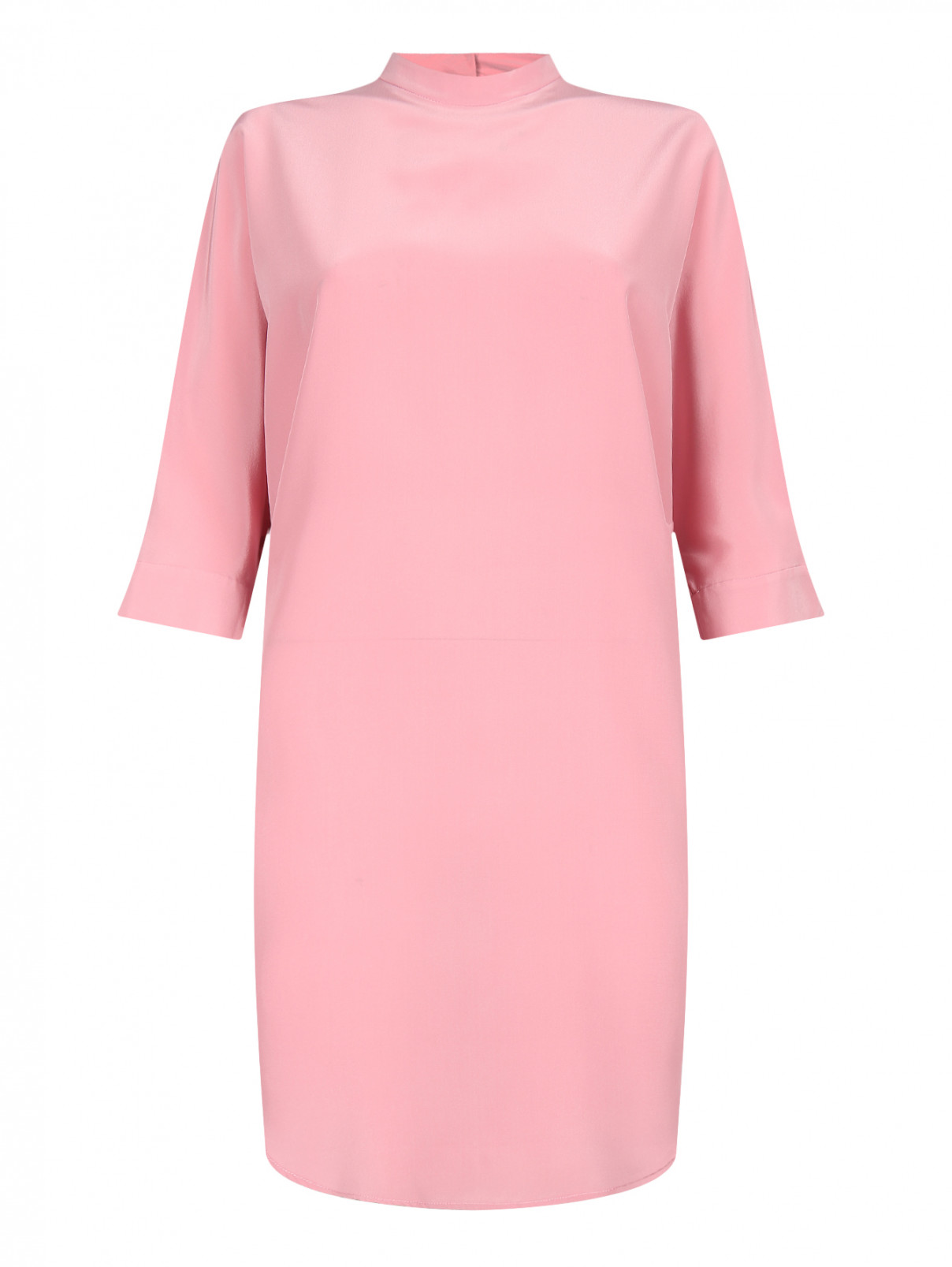 Платье-мини из шелка свободного кроя Aspesi  –  Общий вид  – Цвет:  Розовый