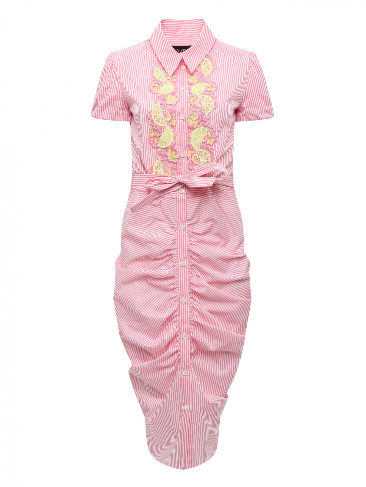 Платье из хлопка с узором "полоска" Moschino Boutique  –  Общий вид  – Цвет:  Розовый