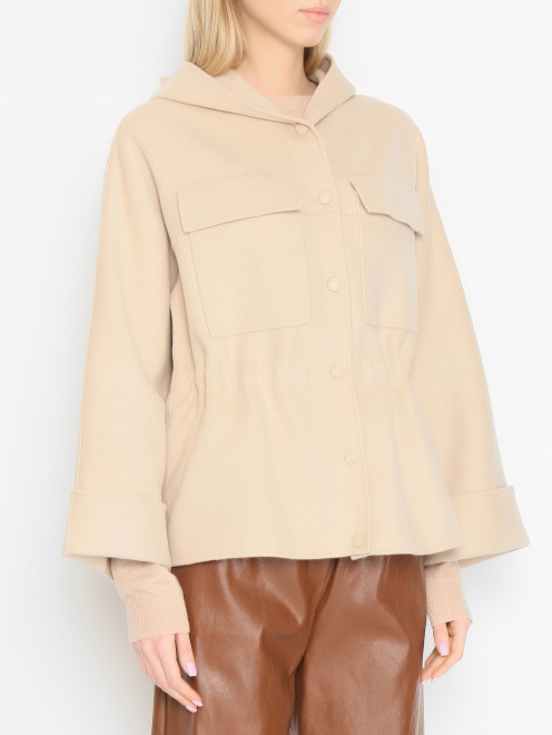 Укороченное пальто на кнопках с капюшоном и кулиской Weekend Max Mara - МодельВерхНиз