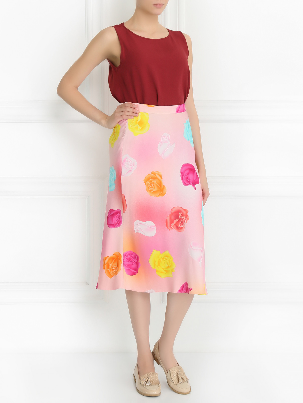 Юбка с цветочным узором Moschino Boutique  –  Модель Общий вид  – Цвет:  Розовый
