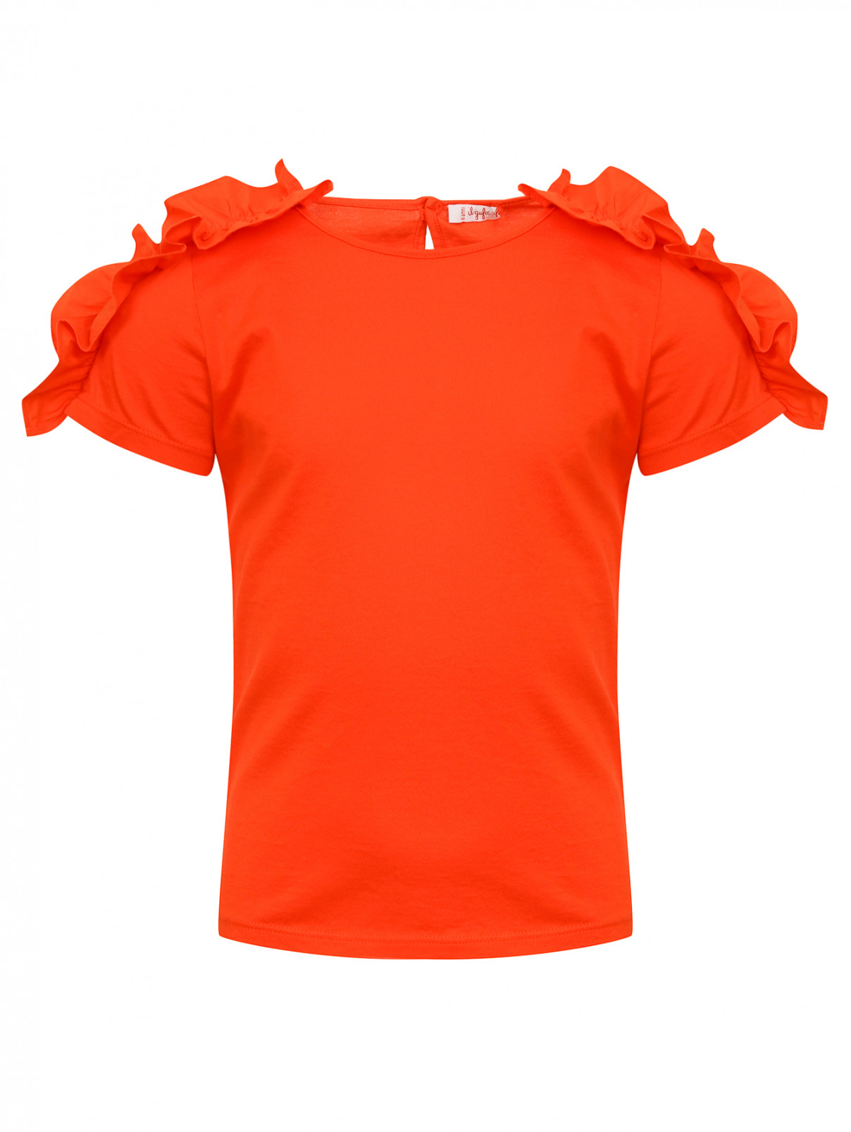 Футболка из хлопка с воланами на плечах Il Gufo  –  Общий вид  – Цвет:  Оранжевый
