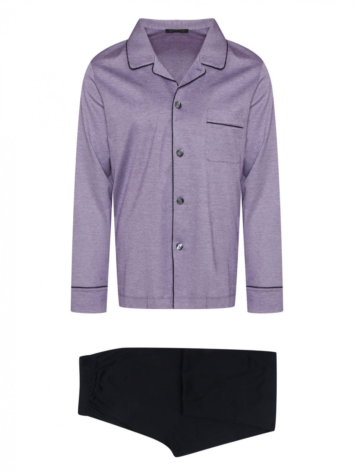 Пижама из хлопка с брюками Nero Perla  –  Общий вид  – Цвет:  Фиолетовый