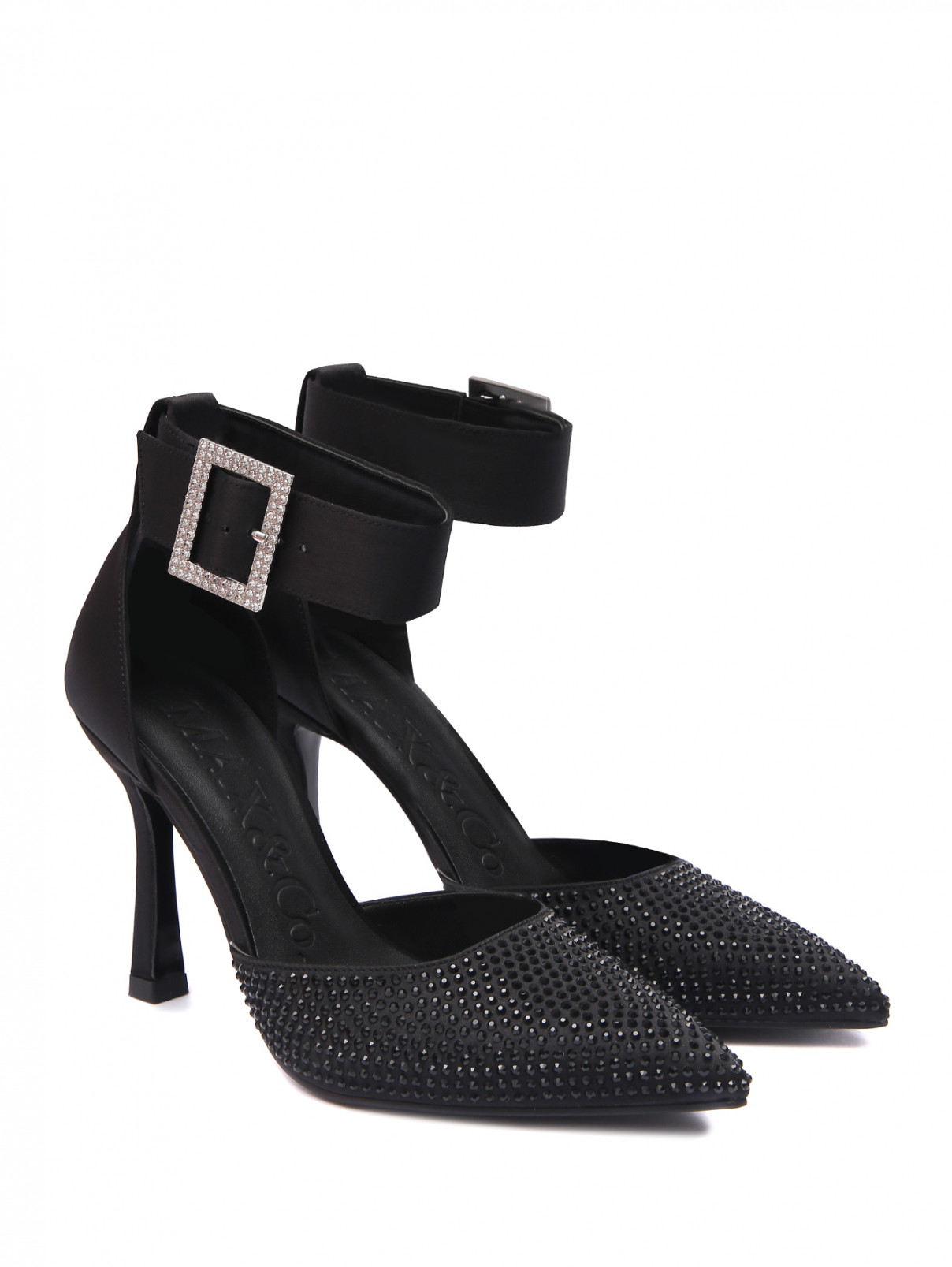 Туфли со стразами и акцентной пряжкой Max&Co  –  Общий вид  – Цвет:  Черный