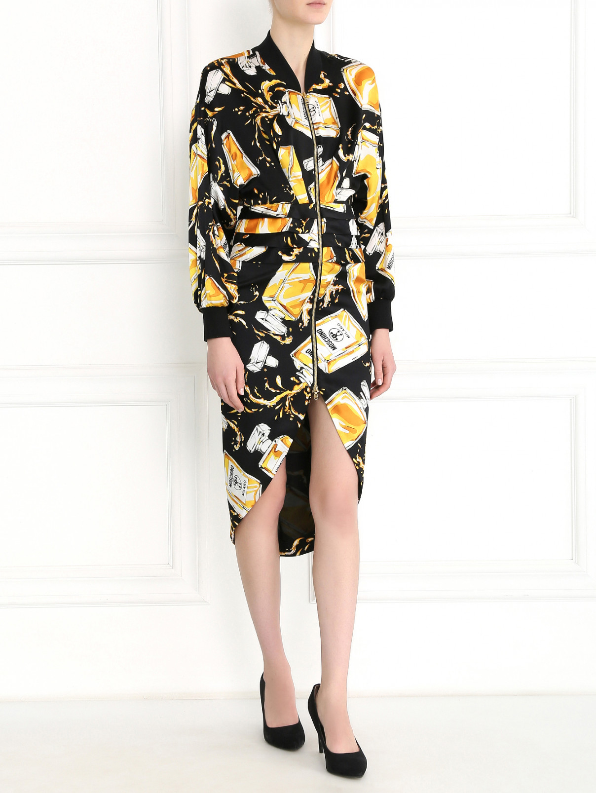 Платье из шелка с абстрактным узором Moschino Couture  –  Модель Общий вид  – Цвет:  Узор