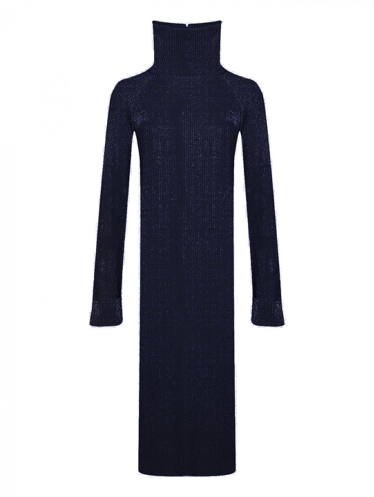 Платье из шерсти и кашемира на молнии с разрезом MRZ  –  Общий вид  – Цвет:  Синий