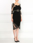 Платье-миди с сетчатыми вставками, расшитое бисером Pavoni  –  Модель Общий вид