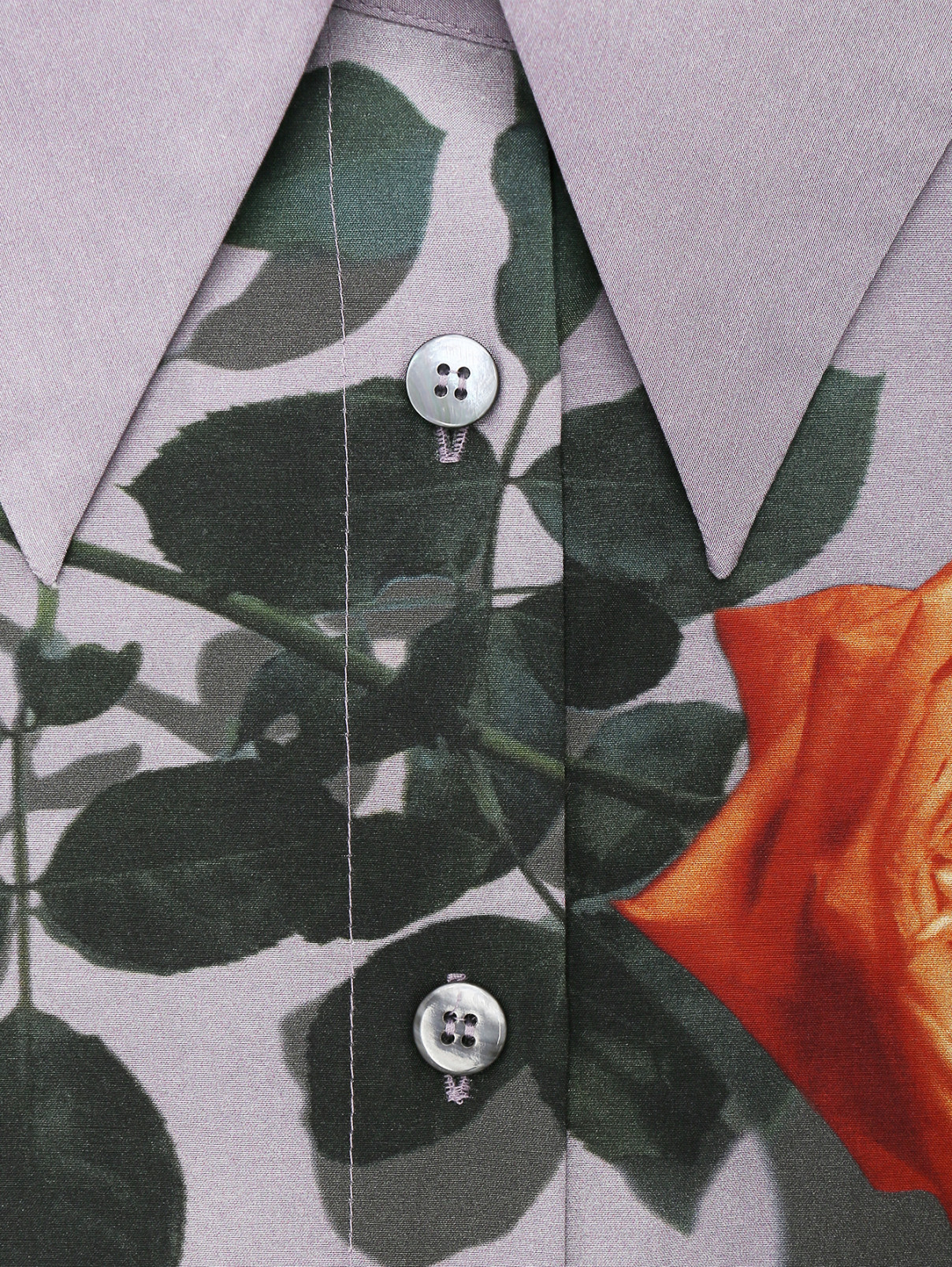 Рубашка из смешанного хлопка с узором Marina Rinaldi  –  Деталь  – Цвет:  Фиолетовый