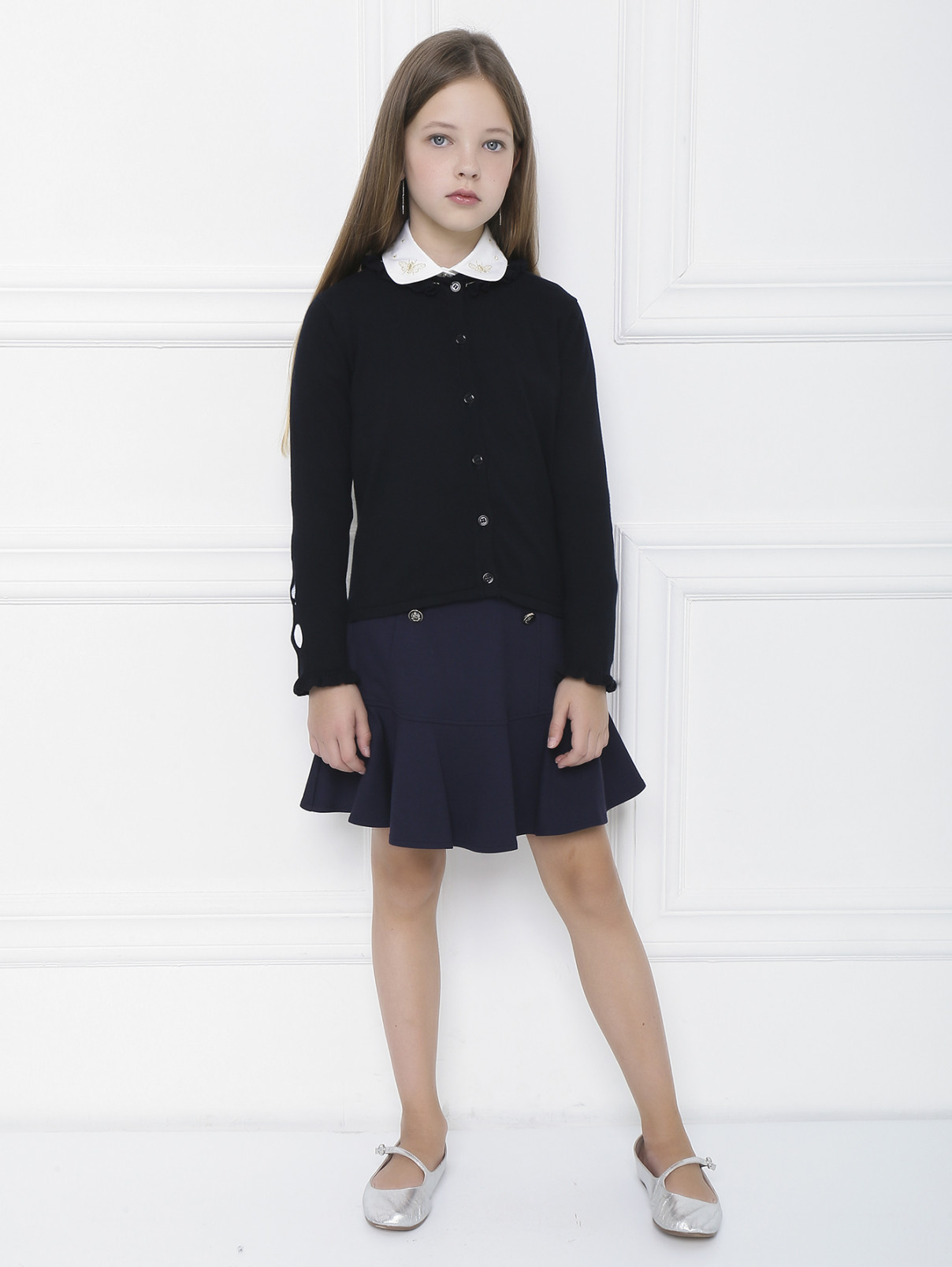 Кардиган из хлопка и кашемира Aletta Couture  –  МодельОбщийВид  – Цвет:  Синий