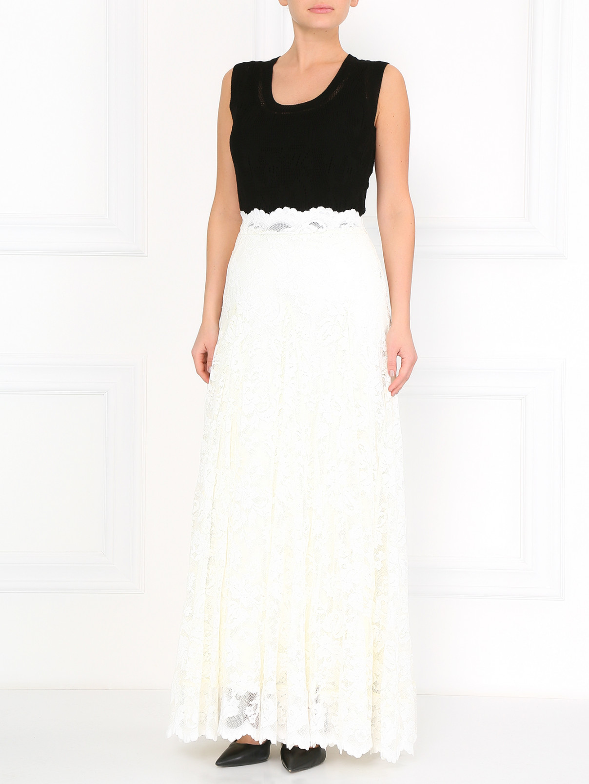 Кружевная юбка-макси Olvi's  –  Модель Общий вид  – Цвет:  Белый