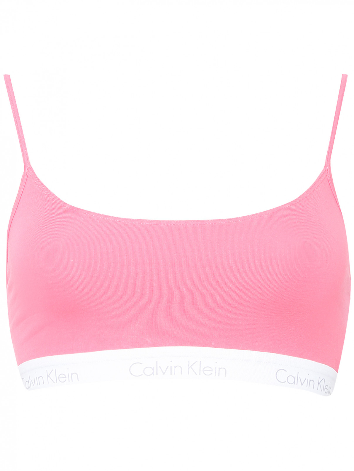 Топ из хлопка с контрастной отделкой Calvin Klein  –  Общий вид  – Цвет:  Розовый