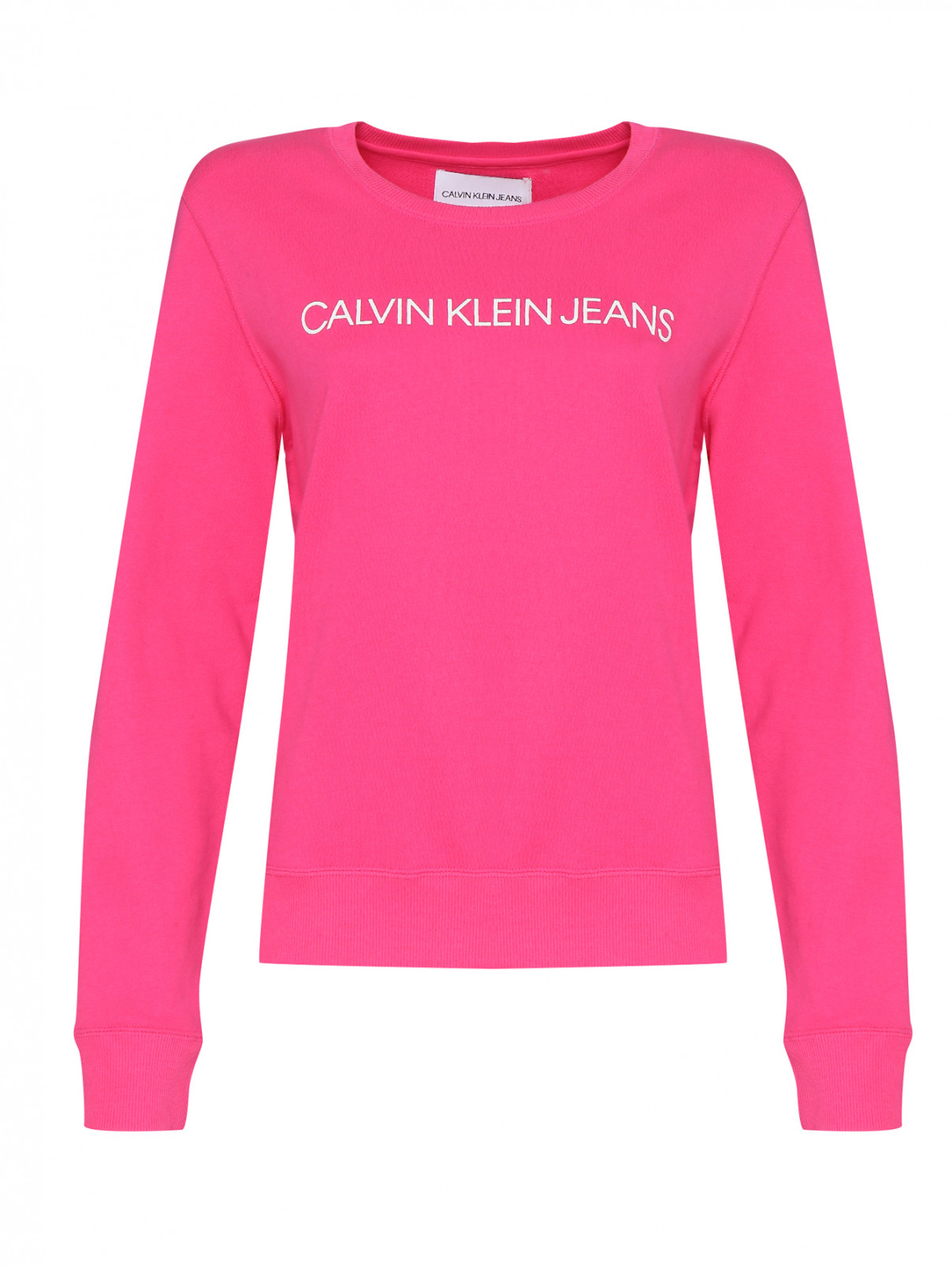 Свитшот из хлопка с принтом Calvin Klein  –  Общий вид  – Цвет:  Розовый