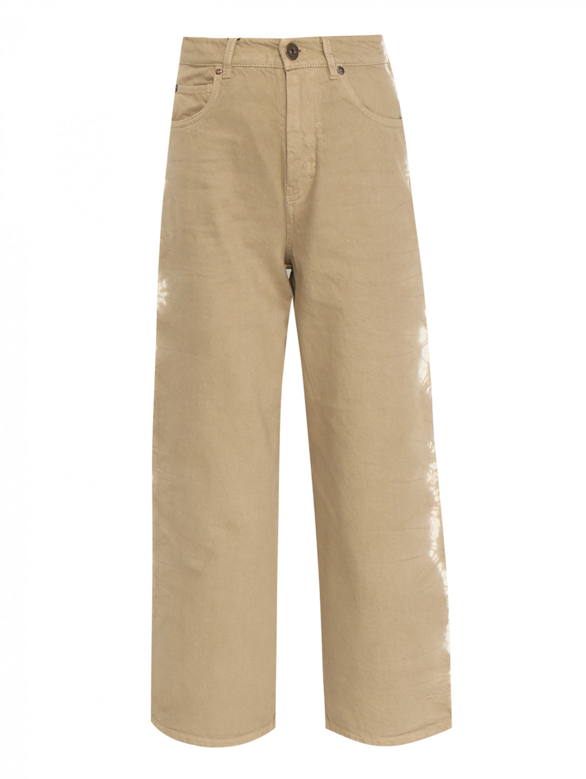 Укороченные джинсы из хлопка свободного кроя Weekend Max Mara  –  Общий вид  – Цвет:  Бежевый