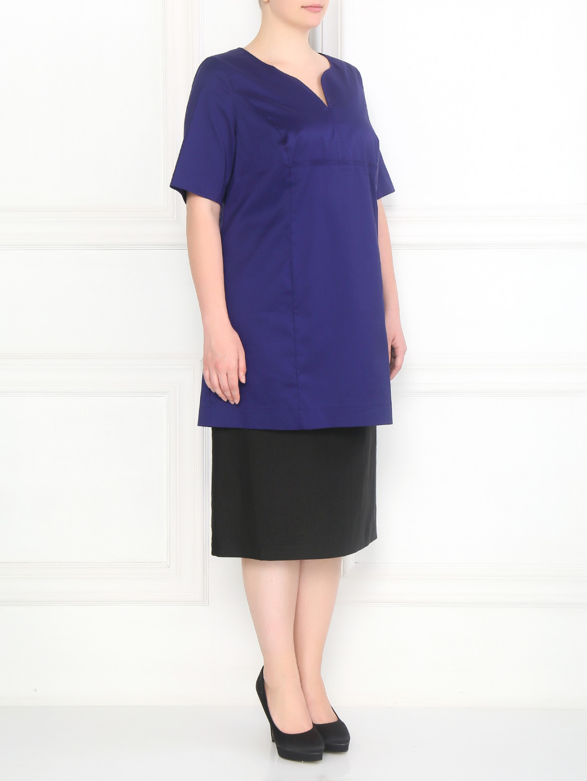 Блуза из хлопка Marina Rinaldi  –  Модель Общий вид  – Цвет:  Фиолетовый