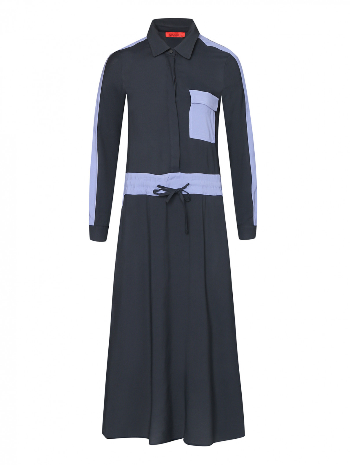 Платье-миди из вискозы свободного кроя Max&Co  –  Общий вид  – Цвет:  Синий