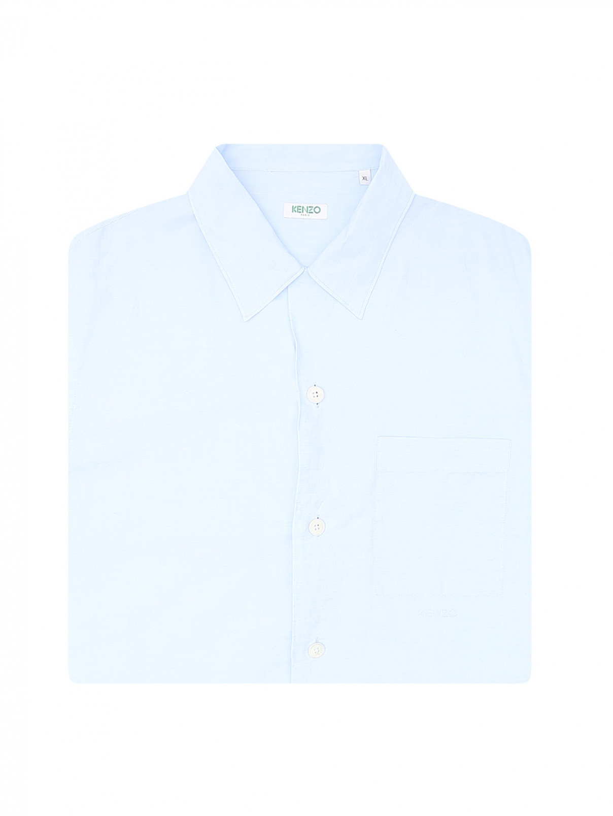Рубашка из льна с коротким рукавом Kenzo  –  Общий вид  – Цвет:  Синий