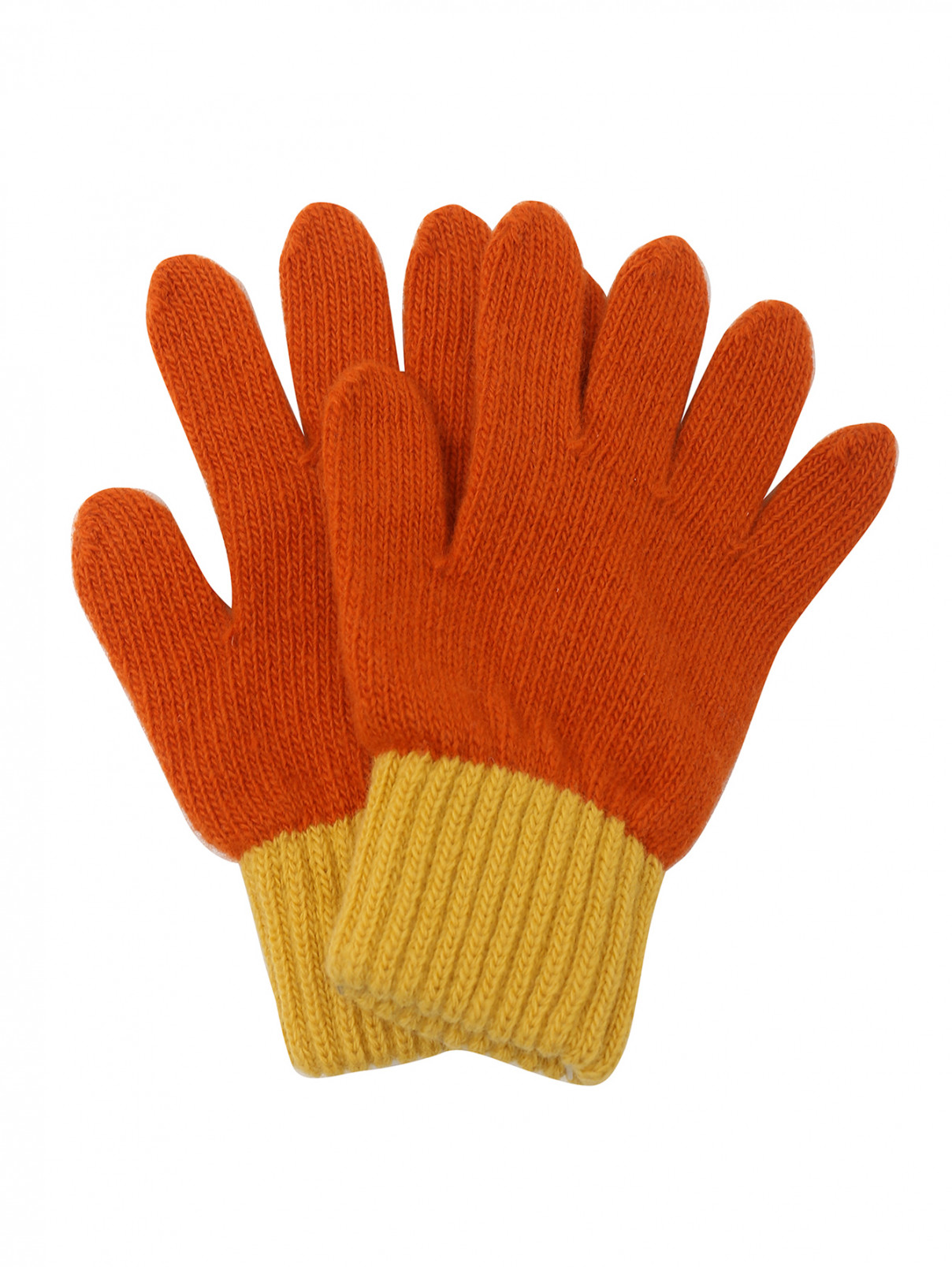 Шерстяные перчатки колор блок Il Gufo  –  Общий вид  – Цвет:  Оранжевый