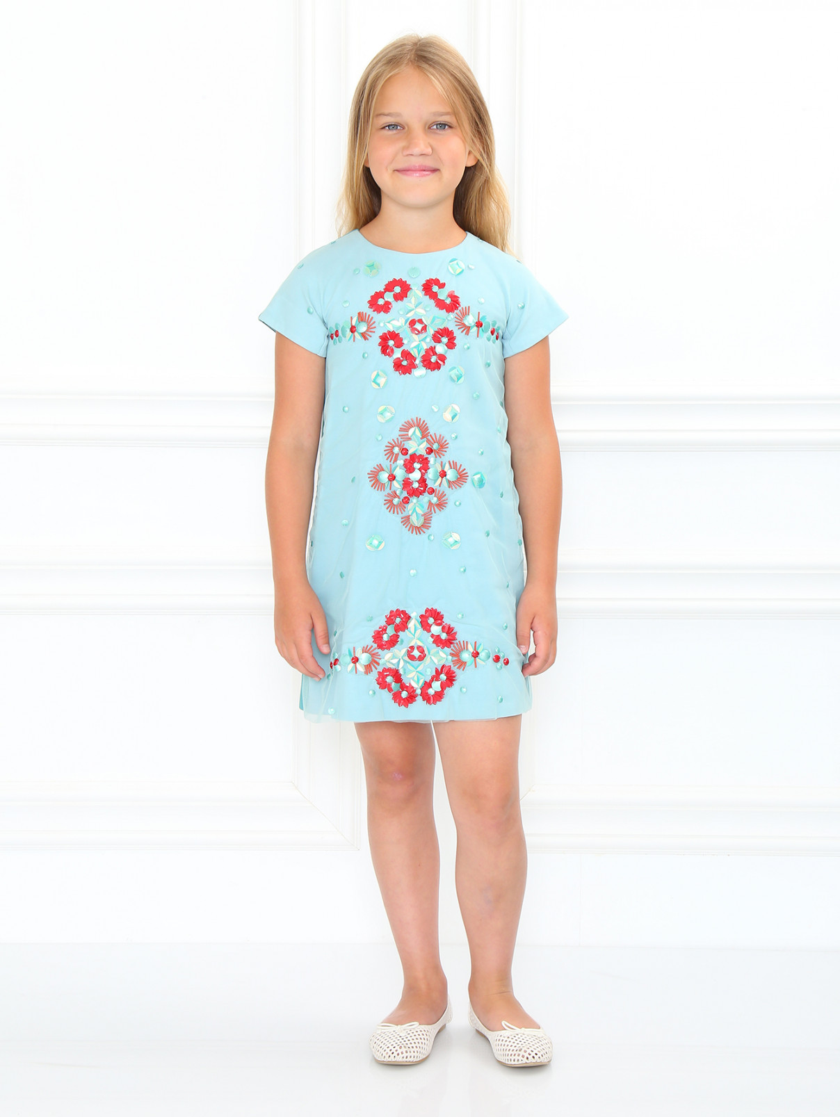 Платье прямого кроя расшитое пайетками MiMiSol  –  Модель Общий вид  – Цвет:  Синий