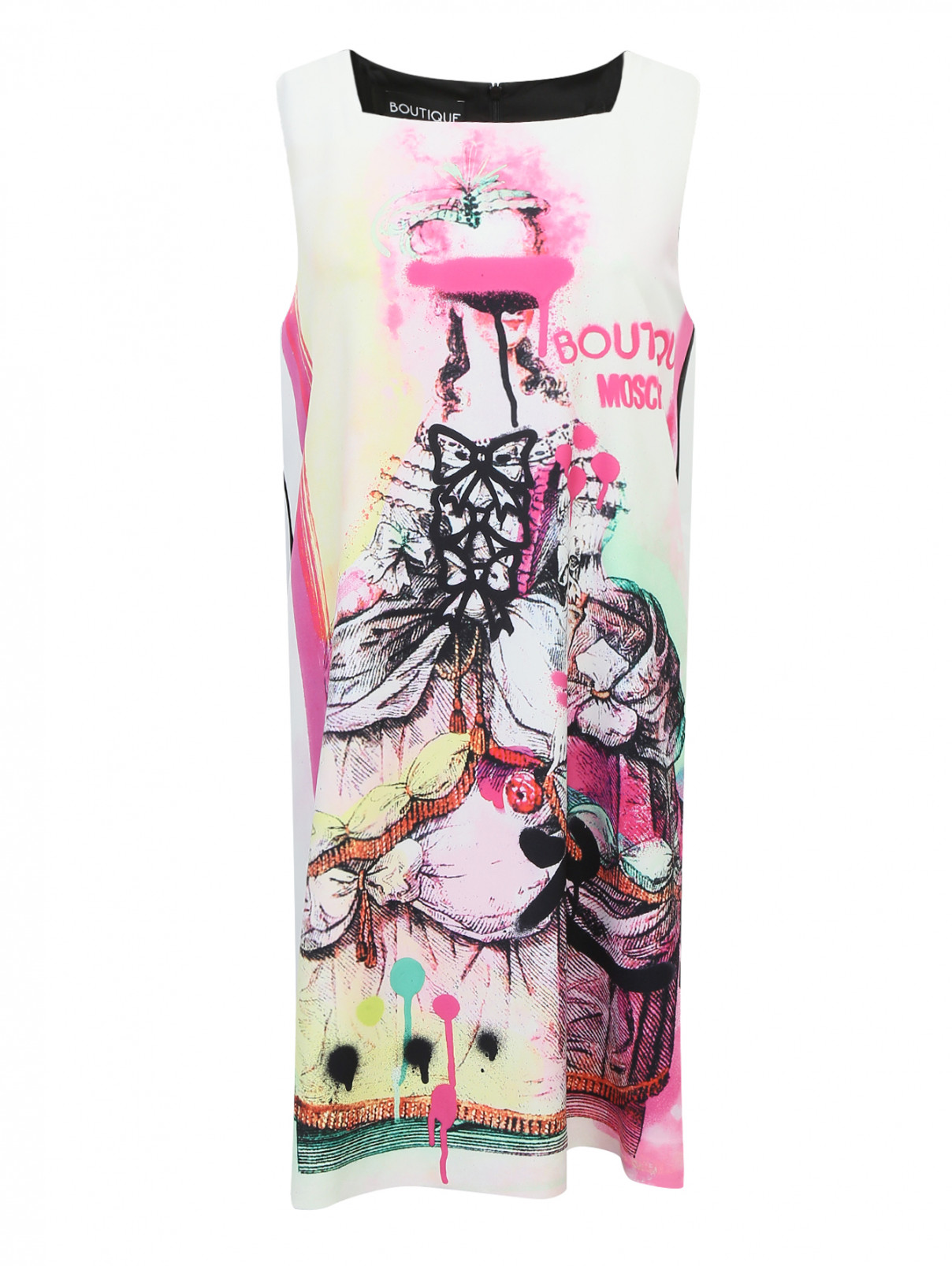 Платье с узором без рукавов Moschino Boutique  –  Общий вид  – Цвет:  Розовый