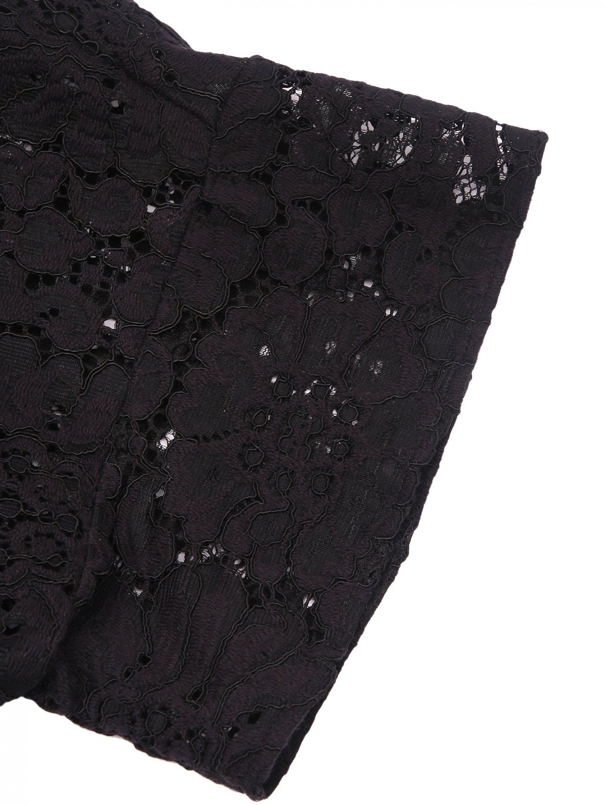 Укороченная блуза из кружева с подкладом из льна Marina Rinaldi  –  Деталь1  – Цвет:  Черный
