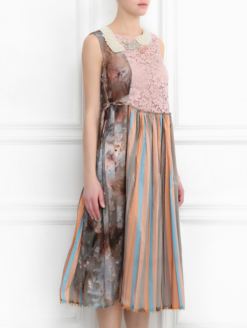 Платье на подкладе из комбинированного шелка с аппликацией из жемчуга Antonio Marras - МодельВерхНиз