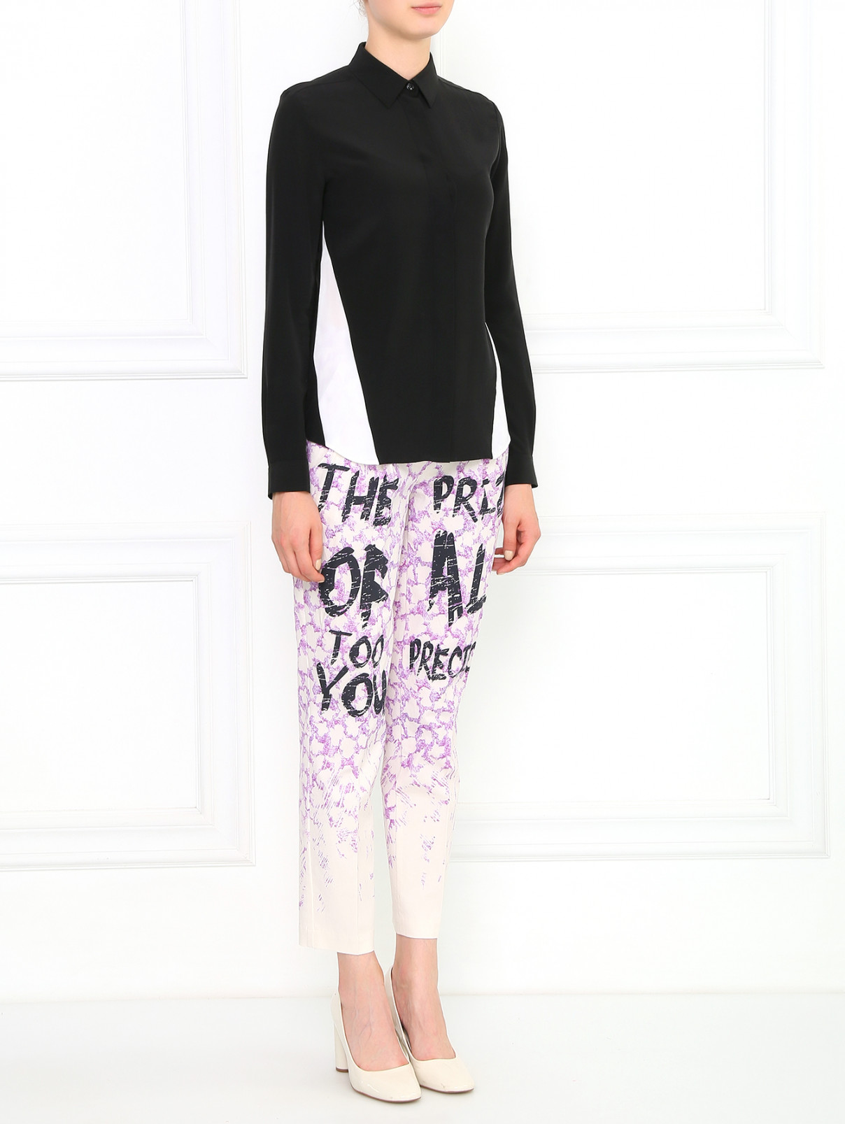Блуза из шелка с контрастными вставками Barbara Bui  –  Модель Общий вид  – Цвет:  Черный