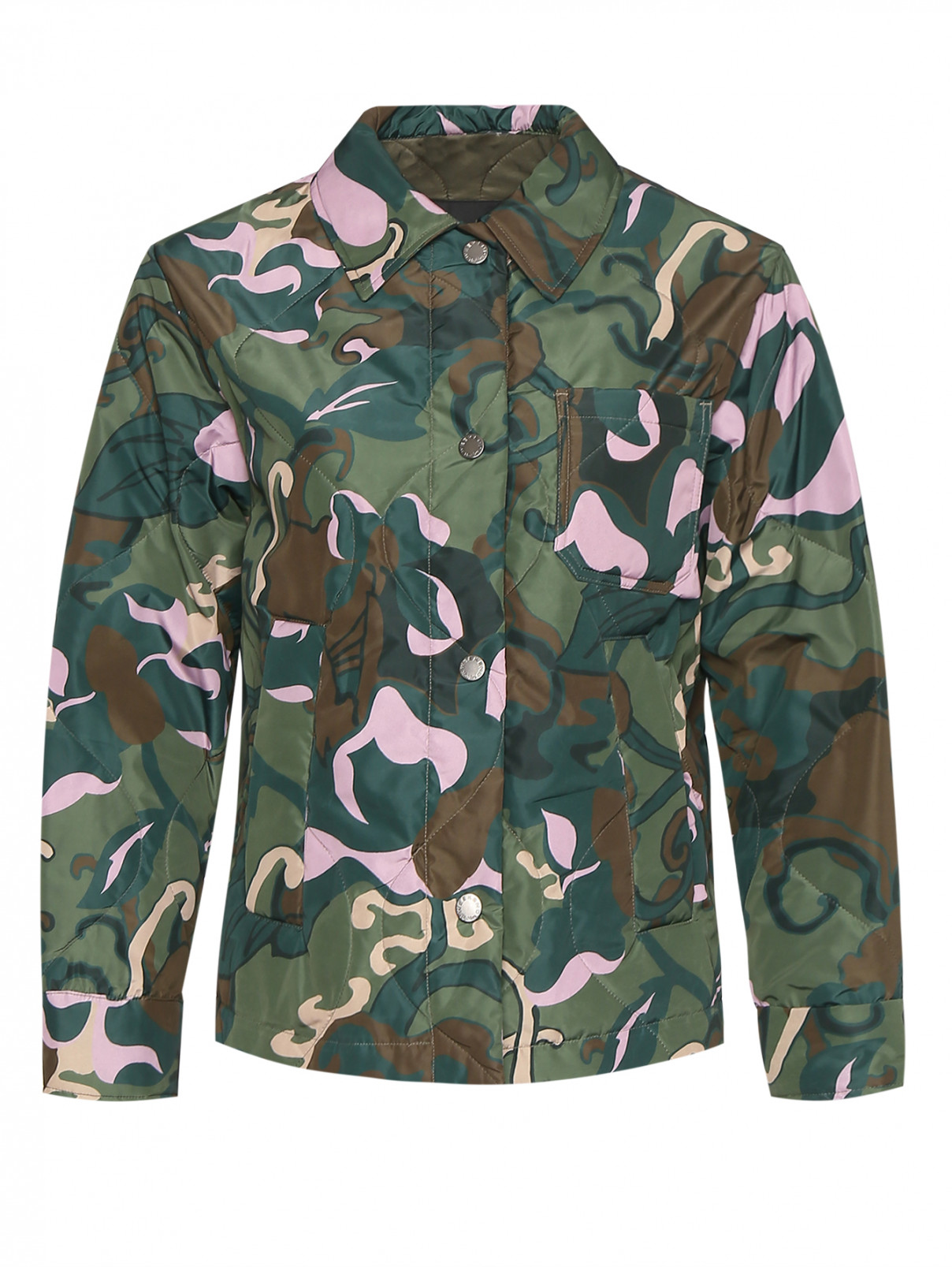 Стеганая куртка с узором Weekend Max Mara  –  Общий вид  – Цвет:  Зеленый