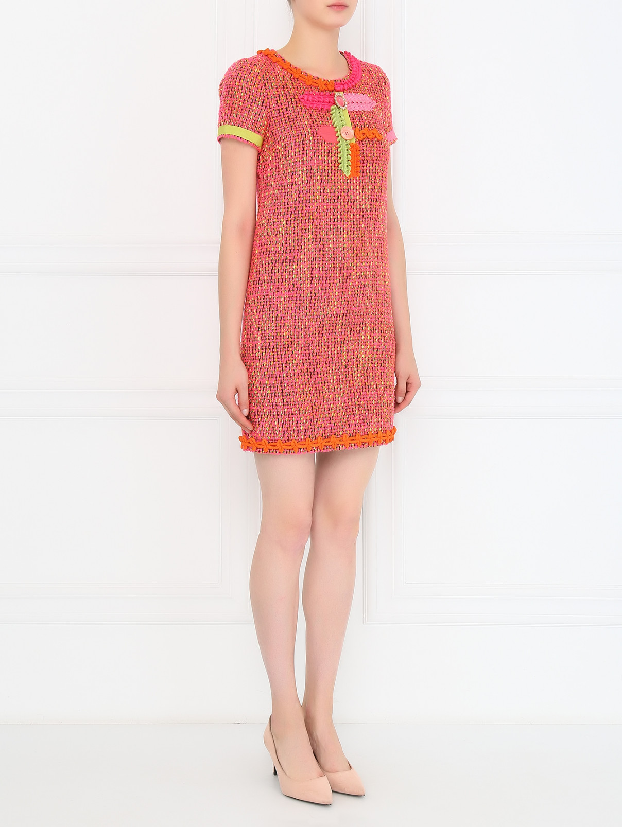 Платье-мини с аппликацией и фурнитурой Moschino Boutique  –  Модель Общий вид  – Цвет:  Розовый