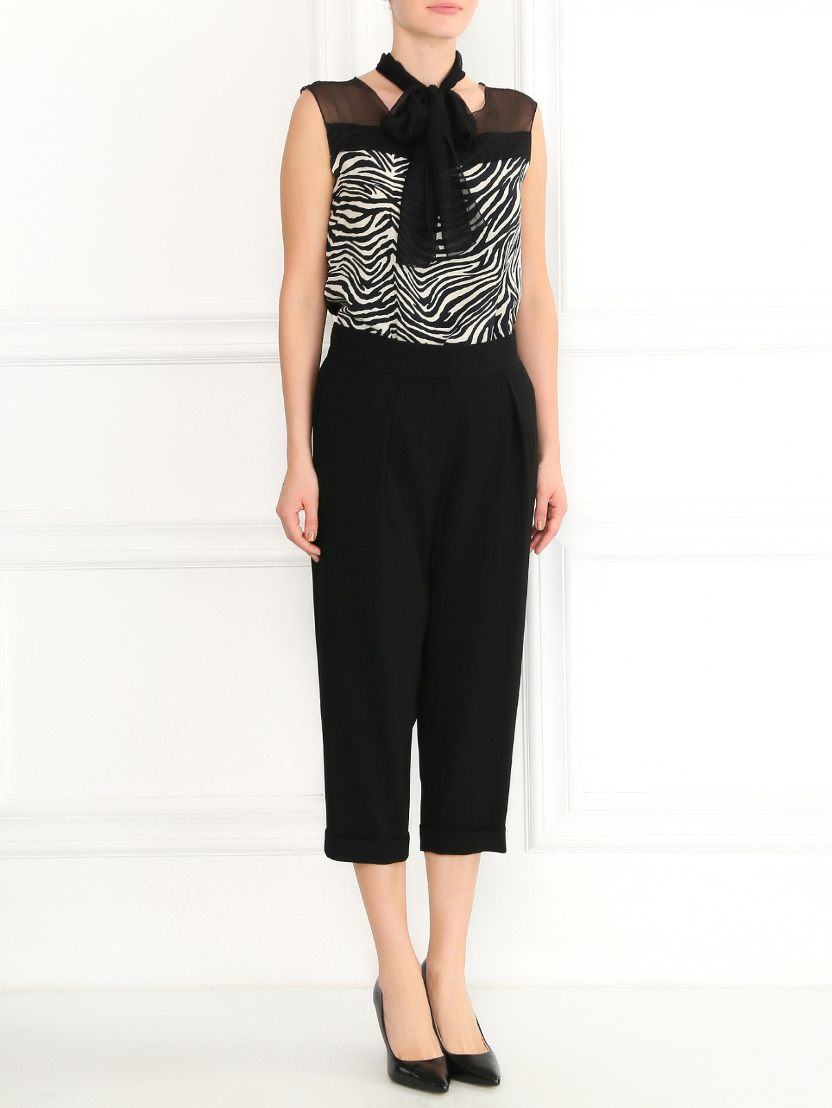 Свободные укороченные брюки DKNY  –  Модель Общий вид  – Цвет:  Черный