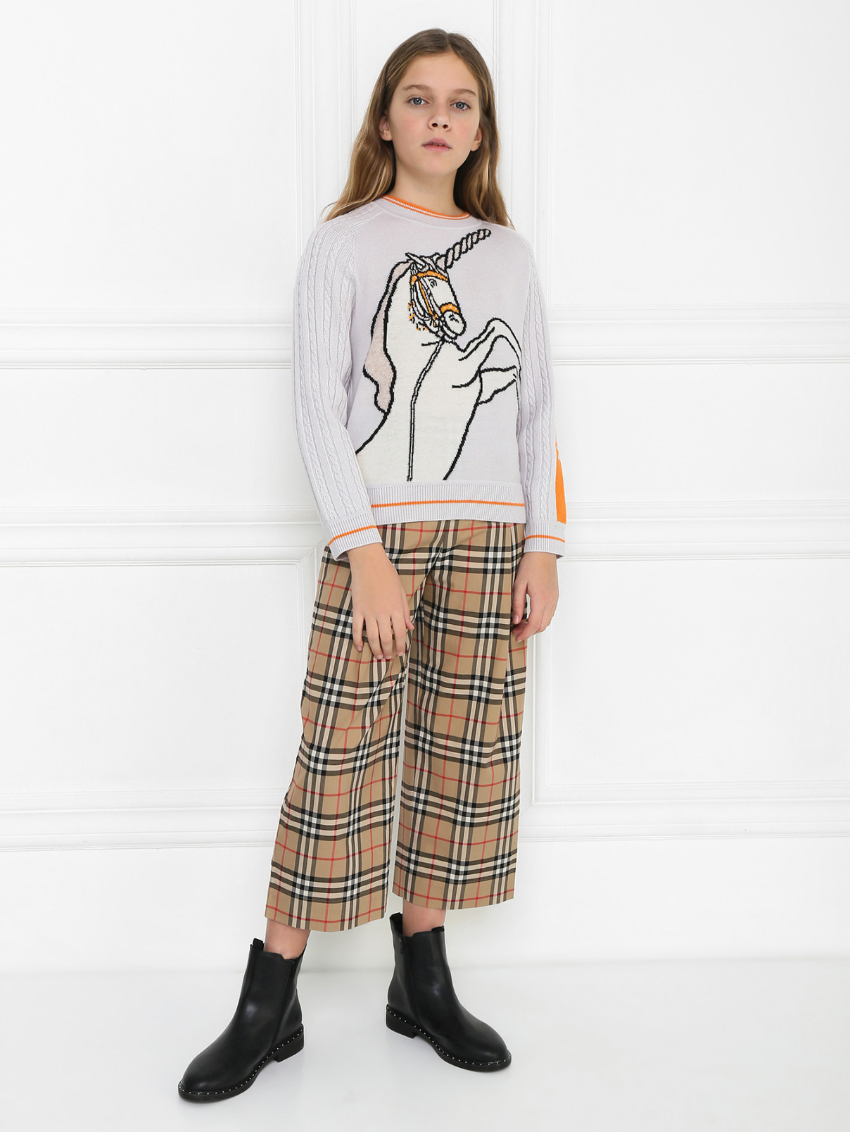 Шерстяной джемпер с узором Burberry  –  МодельОбщийВид  – Цвет:  Узор