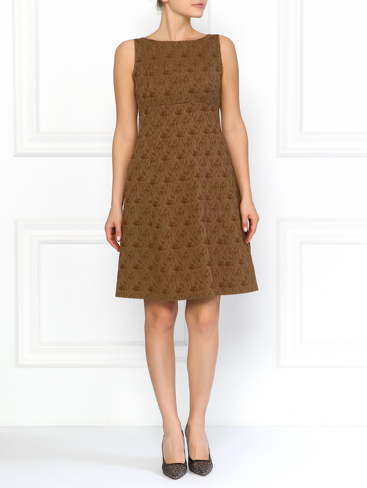 Платье из шерсти и шелка Moschino  –  Модель Общий вид  – Цвет:  Коричневый