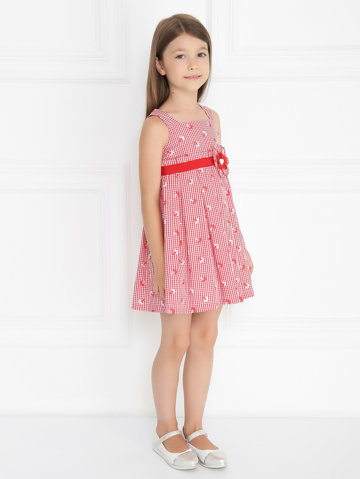 Платье из хлопка с узором "клетка" Moschino  –  Модель Общий вид  – Цвет:  Красный