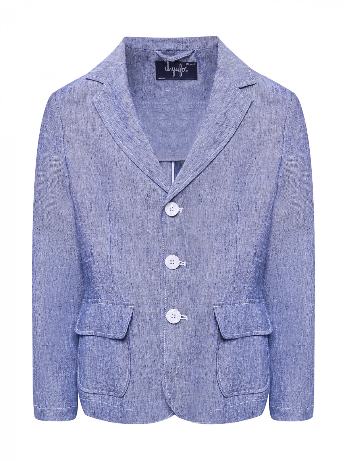 Льняной однобортный пиджак Il Gufo  –  Общий вид  – Цвет:  Синий