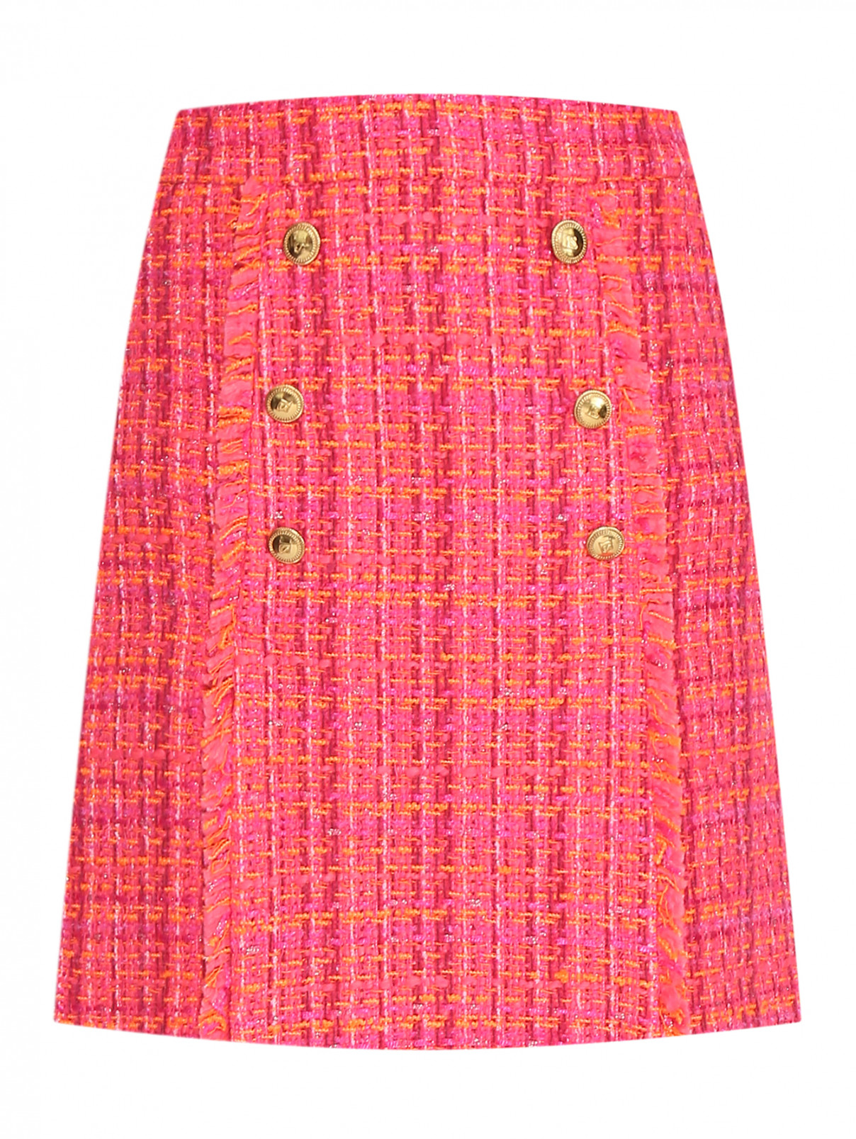 Мини-юбка из твида Luisa Spagnoli  –  Общий вид  – Цвет:  Розовый