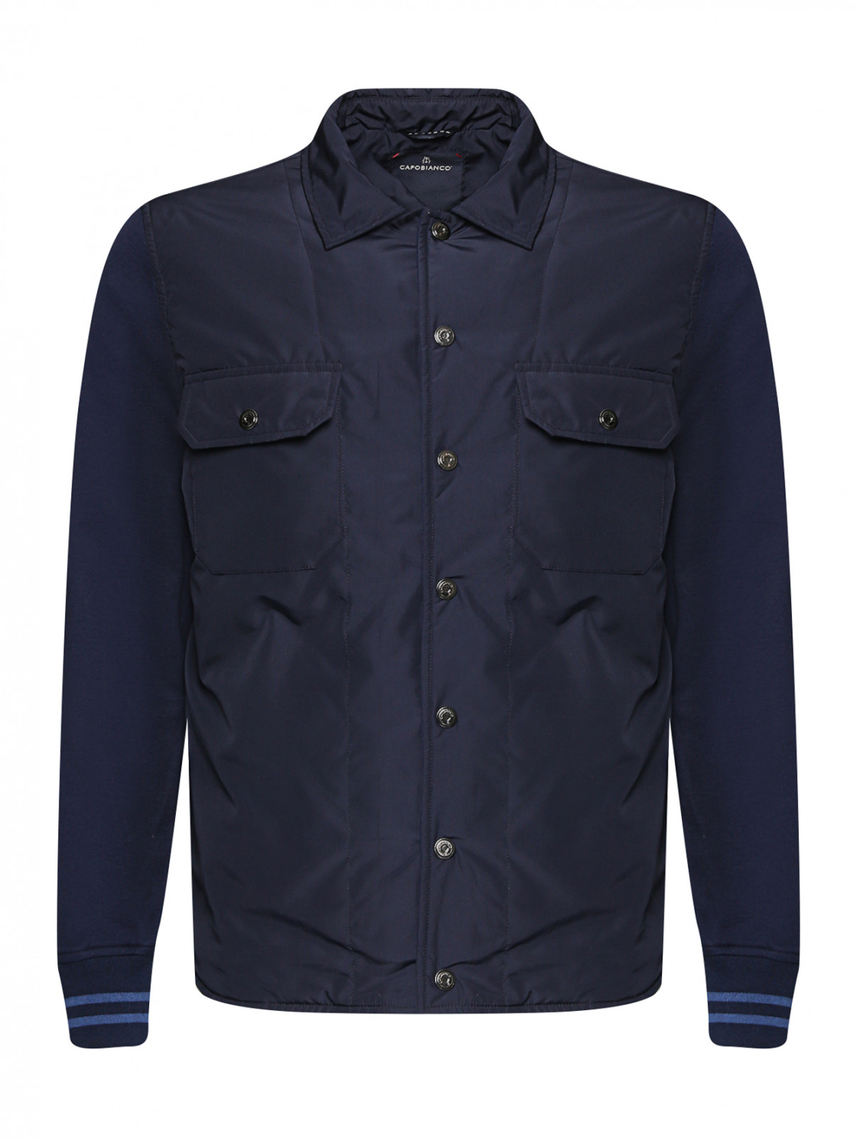 Комбинированная куртка с карманами Capobianco  –  Общий вид  – Цвет:  Синий