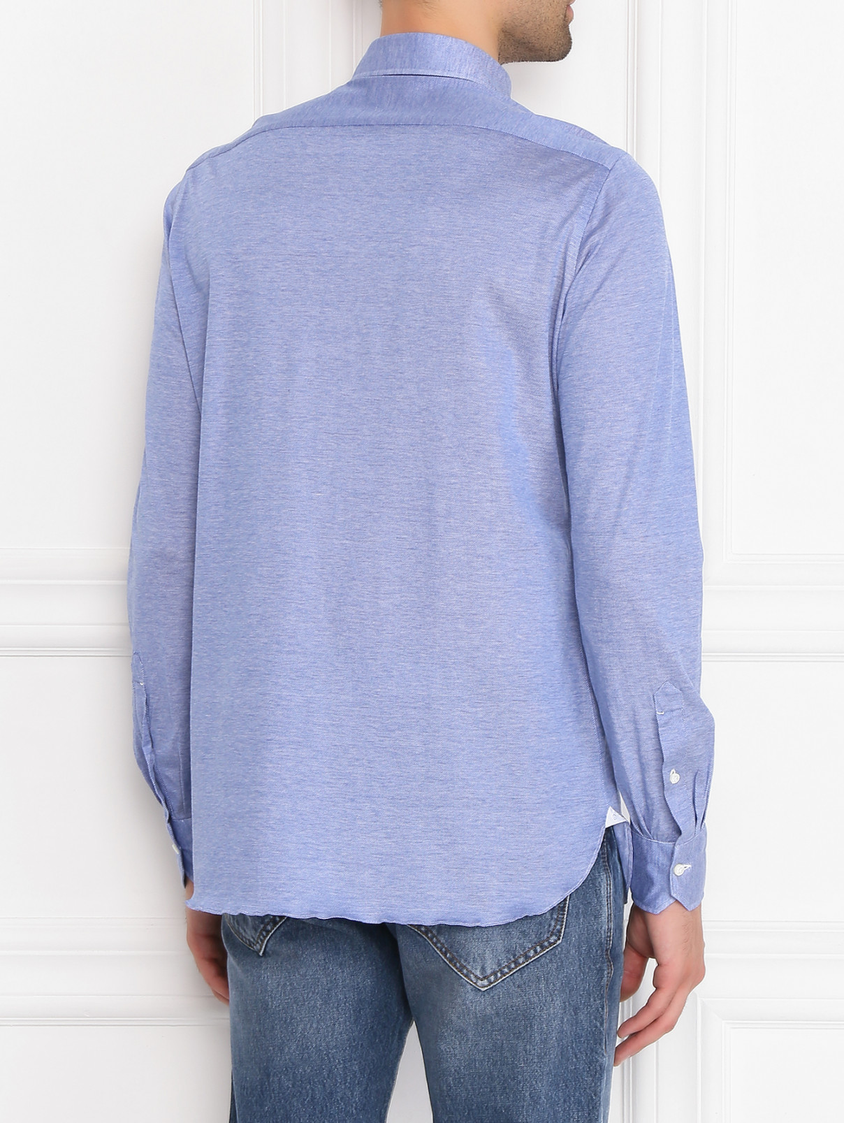 Рубашка из хлопка на пуговицах Giampaolo  –  МодельВерхНиз1  – Цвет:  Синий