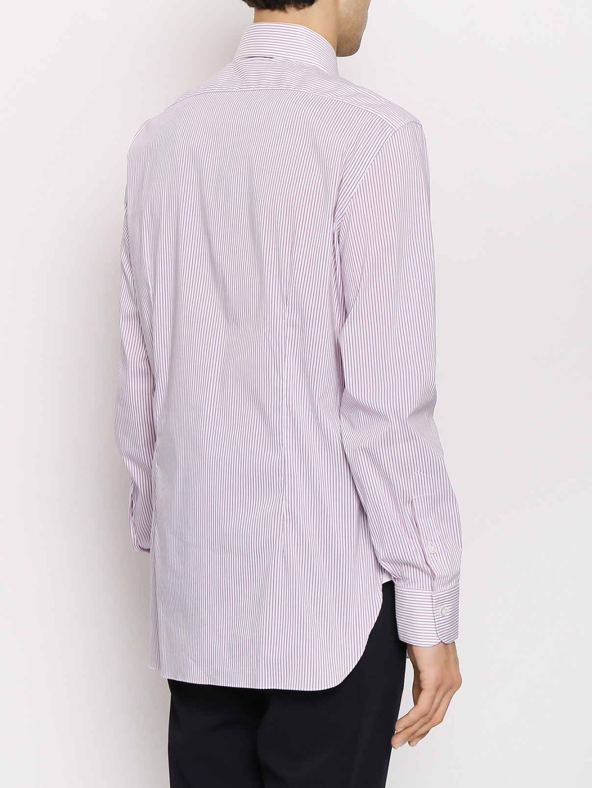Рубашка из хлопка с узором "полоска" Barba Napoli  –  МодельВерхНиз1  – Цвет:  Фиолетовый