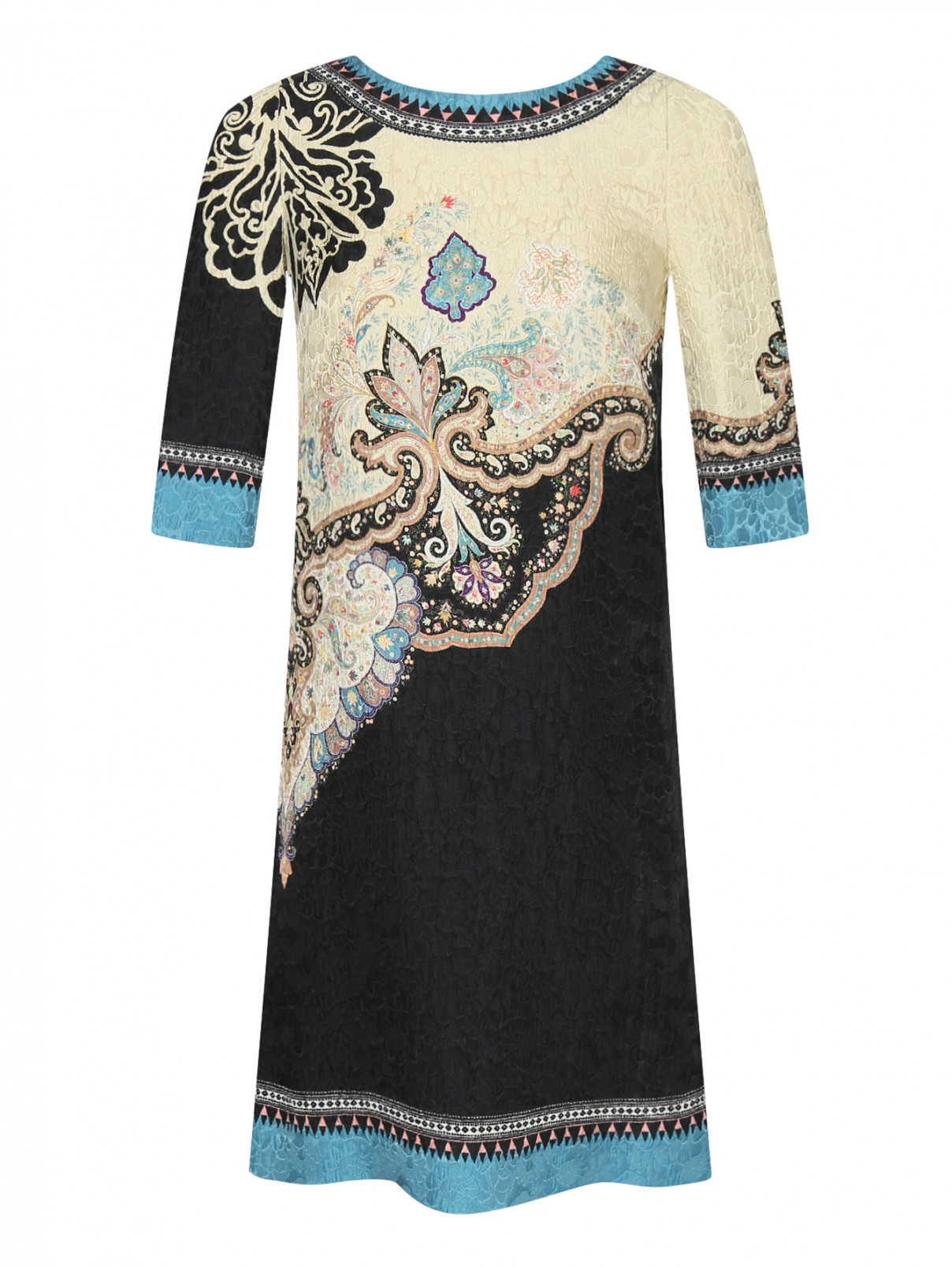 Платье прямого кроя из смеси шерсти и шелка с узором Etro  –  Общий вид  – Цвет:  Мультиколор