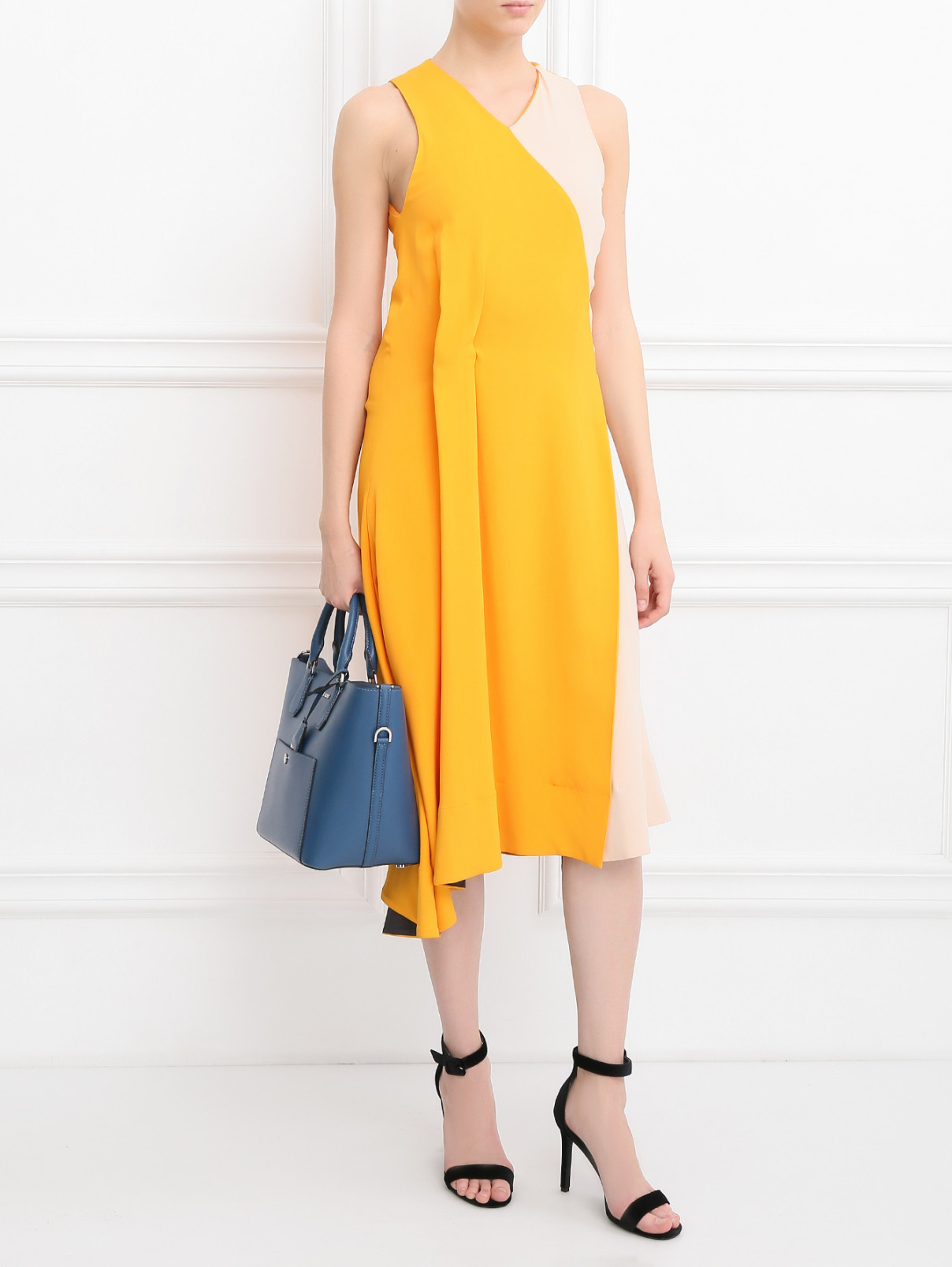 Платье-макси с контрастной вставкой Paul Smith  –  Модель Общий вид  – Цвет:  Оранжевый