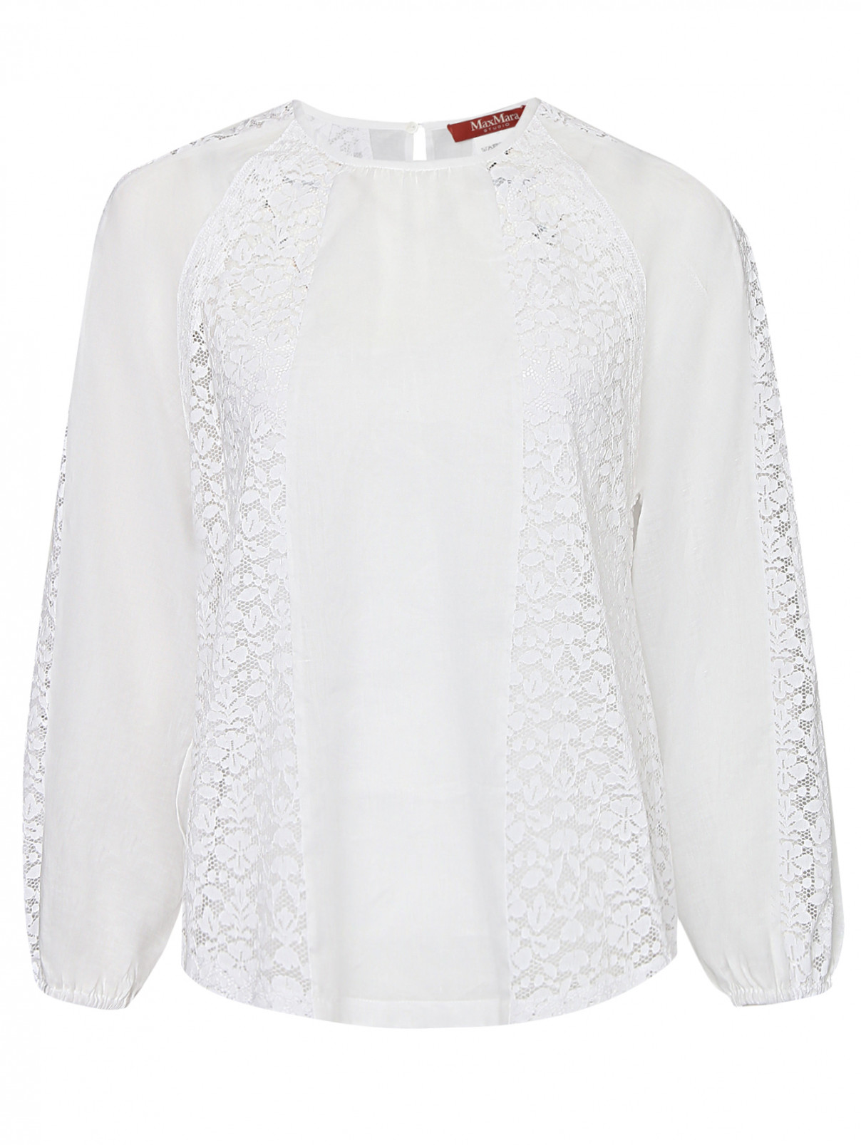 Блуза свободного кроя с кружевной отделкой Max Mara  –  Общий вид  – Цвет:  Белый