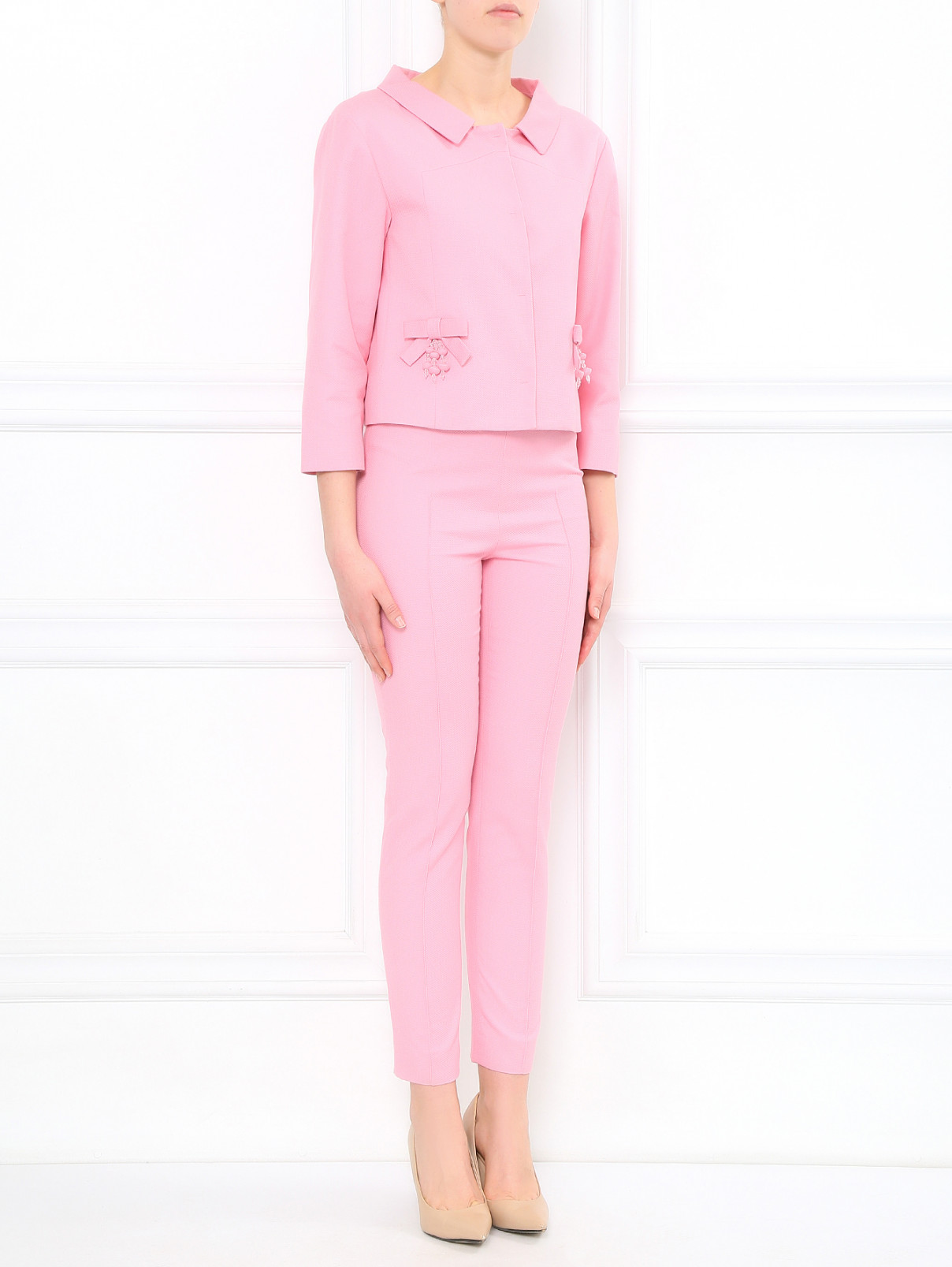 Зауженные брюки из хлопка Moschino Cheap&Chic  –  Модель Общий вид  – Цвет:  Розовый