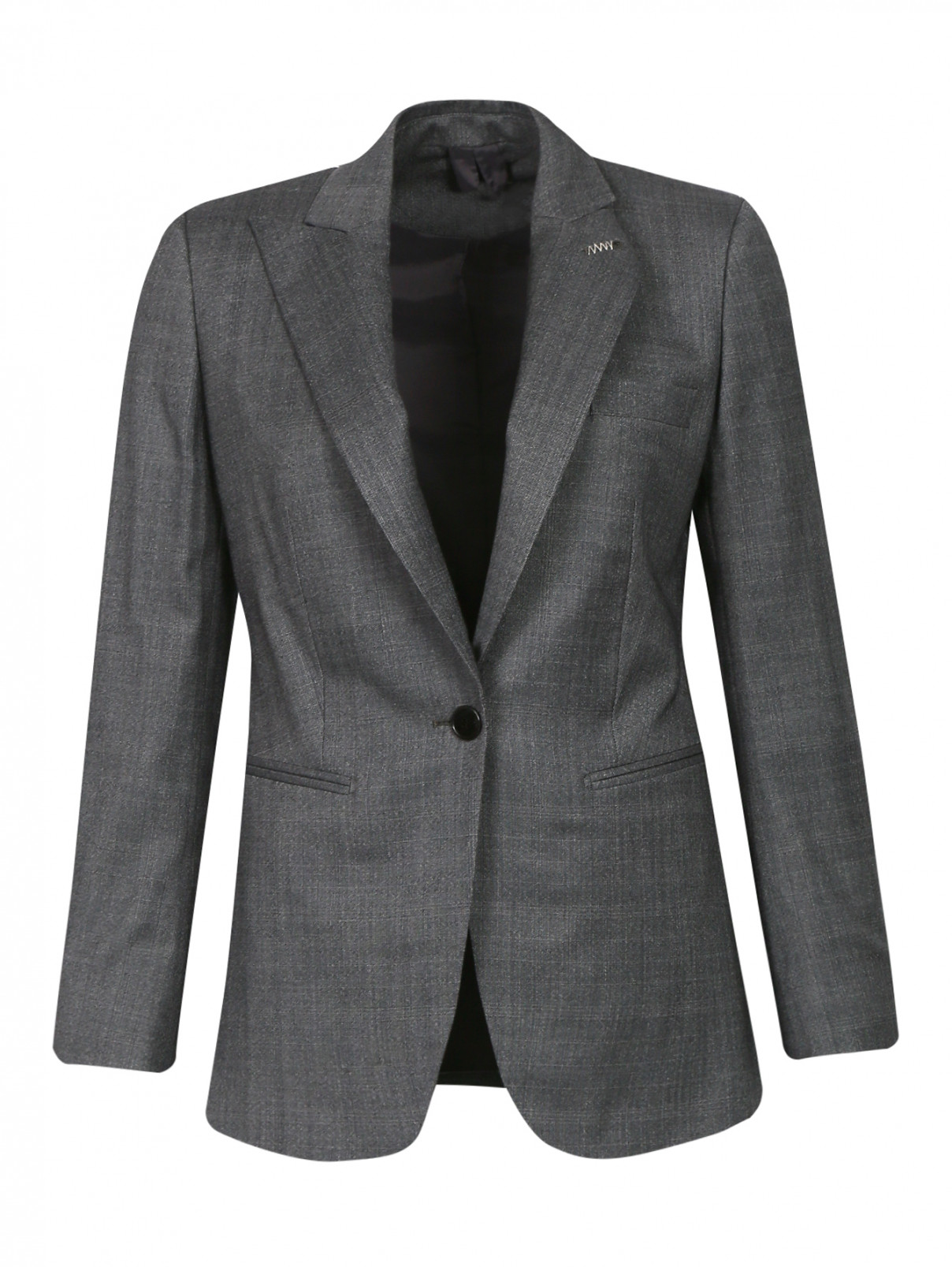 Пиджак из шерсти с узором "клетка" Max Mara  –  Общий вид  – Цвет:  Серый