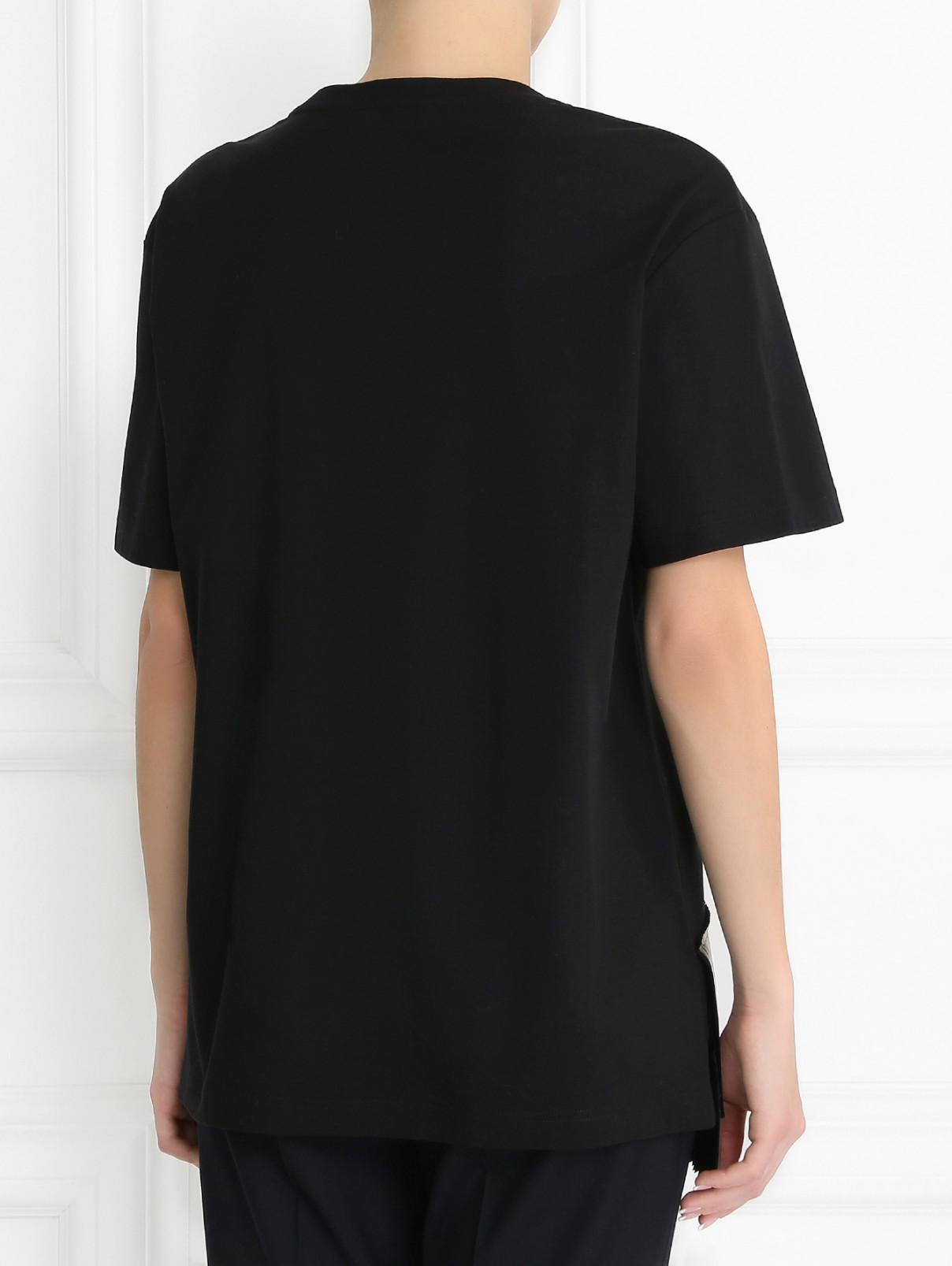 Футболка с контрастной декоративной вставкой Jil Sander  –  Модель Верх-Низ1  – Цвет:  Черный