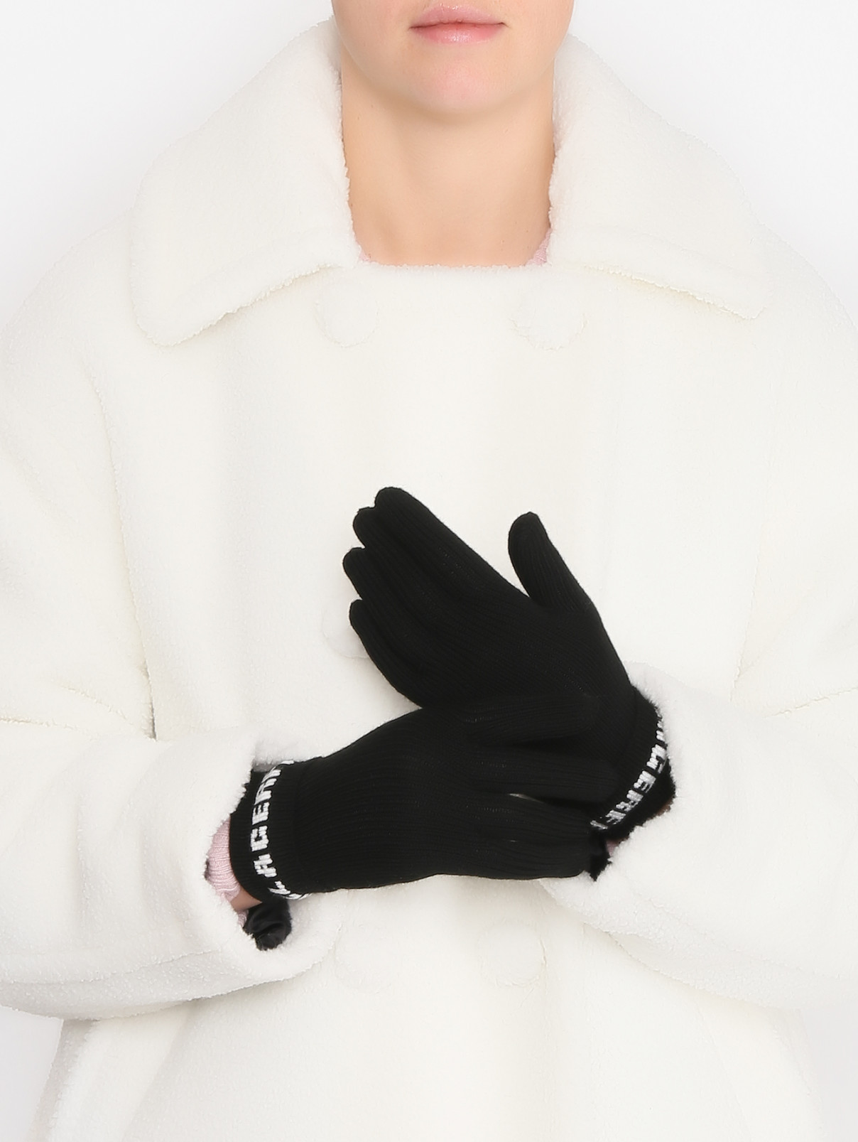 Перчатки с логотипом Karl Lagerfeld  –  МодельОбщийВид  – Цвет:  Черный