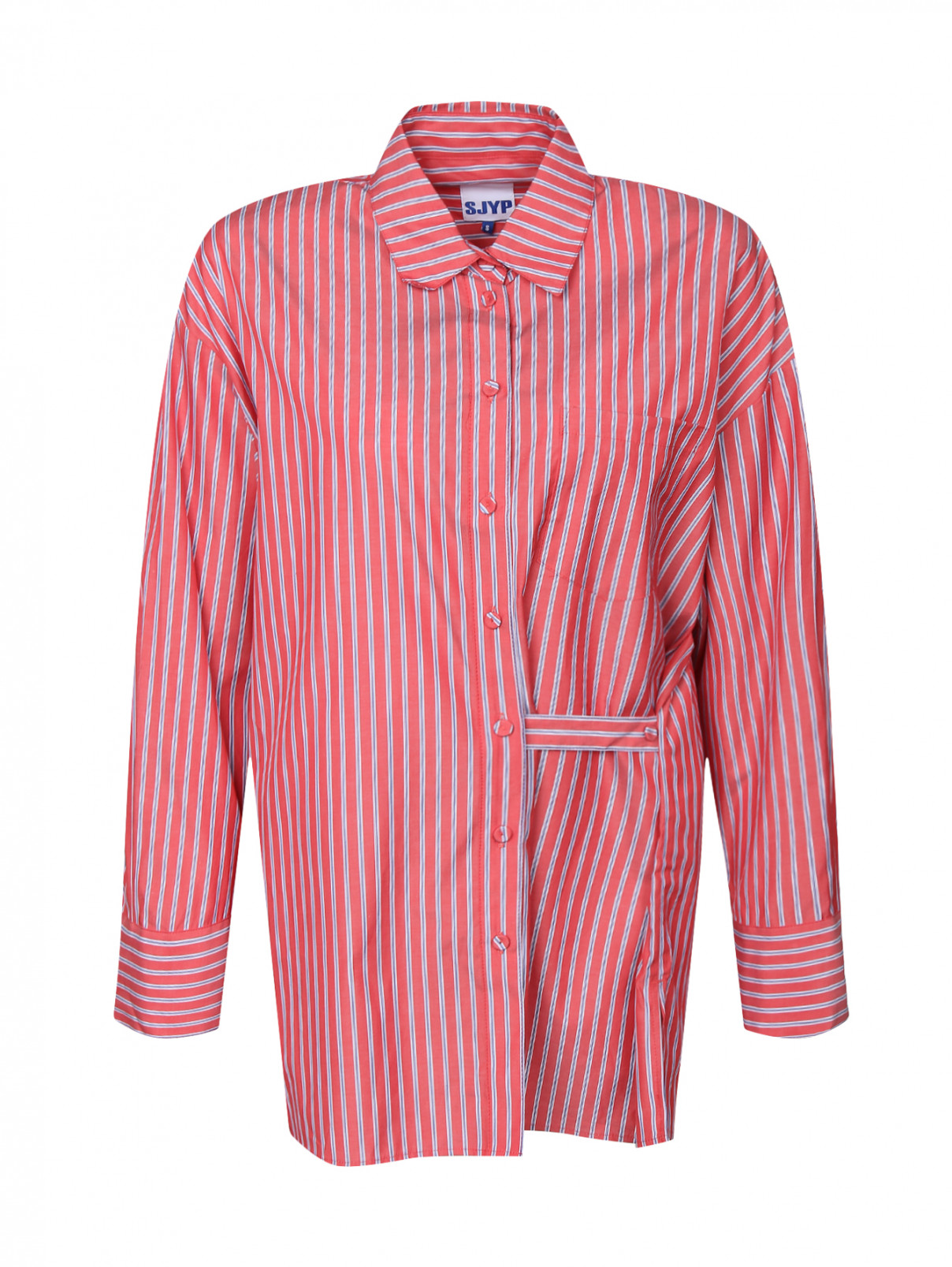 Рубашка из хлопка с узором "полоска" Sjyp  –  Общий вид  – Цвет:  Красный